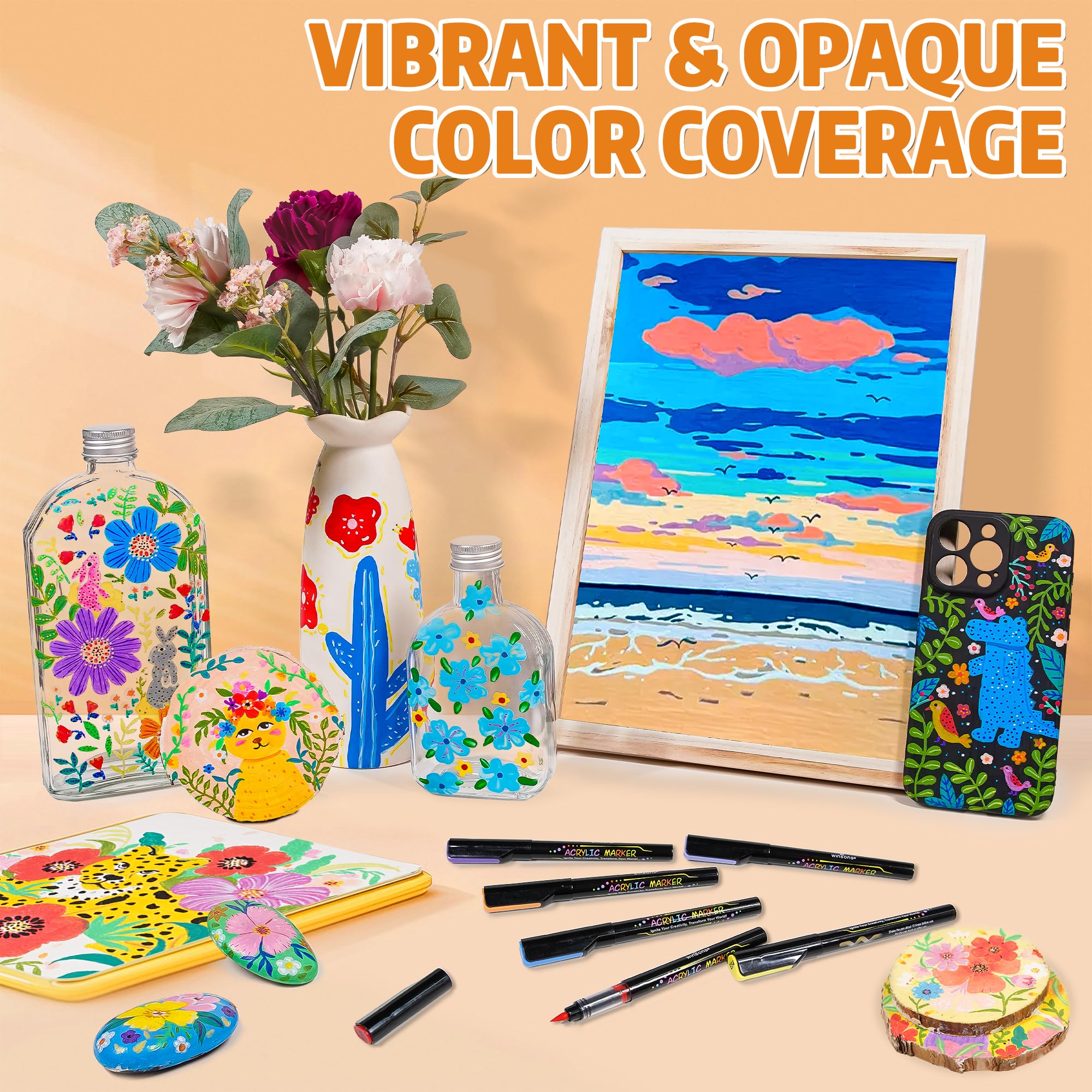 24 Colors Direct Liquid Ink Markers Set – Permanent Acrylic Markers for Multi-Surface Use, Non-Toxic, Ideal for Art, Crafts & DIY Projects