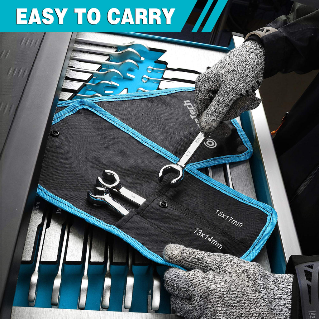 DURATECH Flare Nut Wrench Set, Metric, 3-Piece, 10, 12, 13, 14, 15, 17 mm, CR-V Steel, Organizer Pouch Included