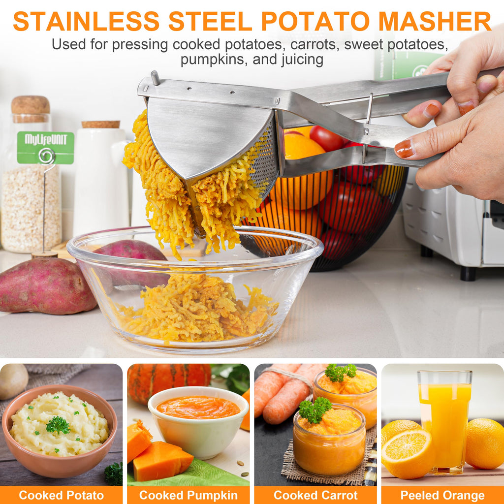 MyLifeUNIT Potato Ricer, Stainless Steel Potato Masher & Squeezer, Extra Large Capacity Ricer for Mashed Potatoes, Ergonomic Comfort Grip