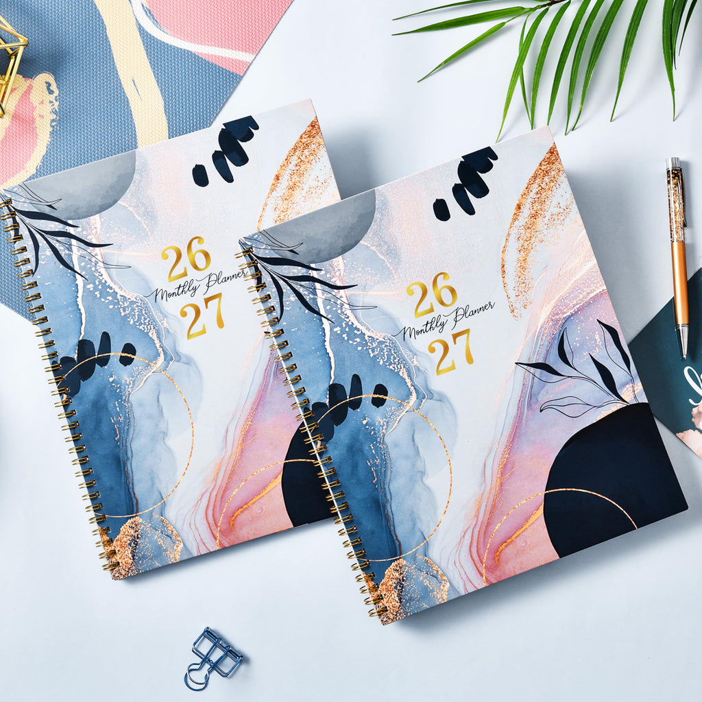 2026-2027 Monthly Planner - JAN 2026 - DEC 2027, 8.5" x 11" 24 Monthly Planner 2026-2027, Calendar Planner with Tabs, Inner Pocket, Thick Paper - Leaf Sand