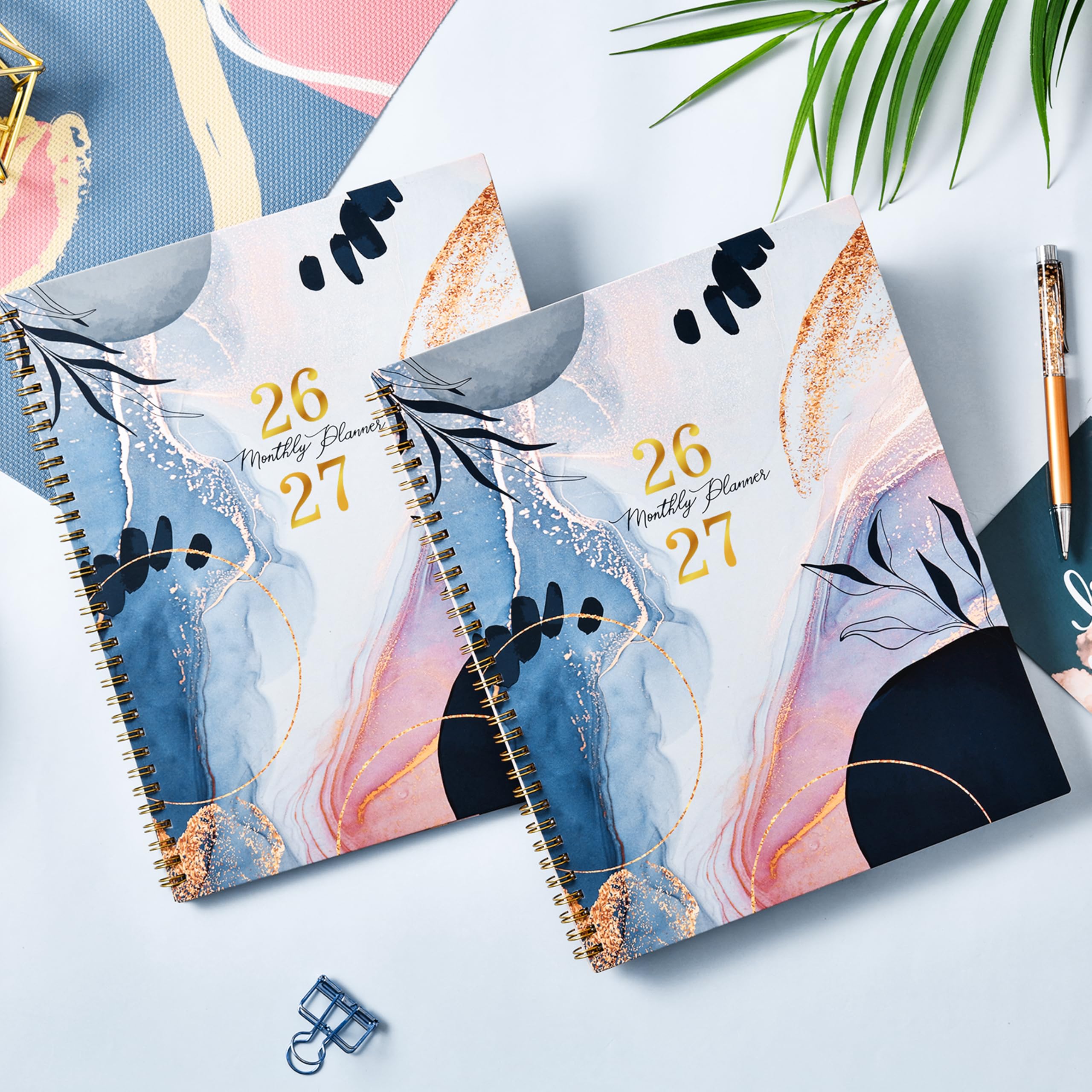 2026-2027 Monthly Planner - JAN 2026 - DEC 2027, 8.5" x 11" 24 Monthly Planner 2026-2027, Calendar Planner with Tabs, Inner Pocket, Thick Paper - Leaf Sand