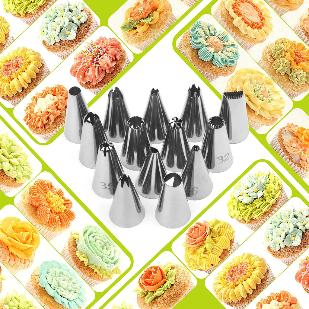 Icing Piping Tips Set Icing Piping Tips Set,52 Piping Tips,2 Flower Nails and 1 Coupler.A Durable and Convenient Box.