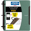 Five Star Flex Refillable Notebook + Study App, College Ruled Paper, 1 Inch TechLock Rings, Pockets, Tabs and Dividers, 200 Sheet Capacity, Seaglass Green (29328AQ8)