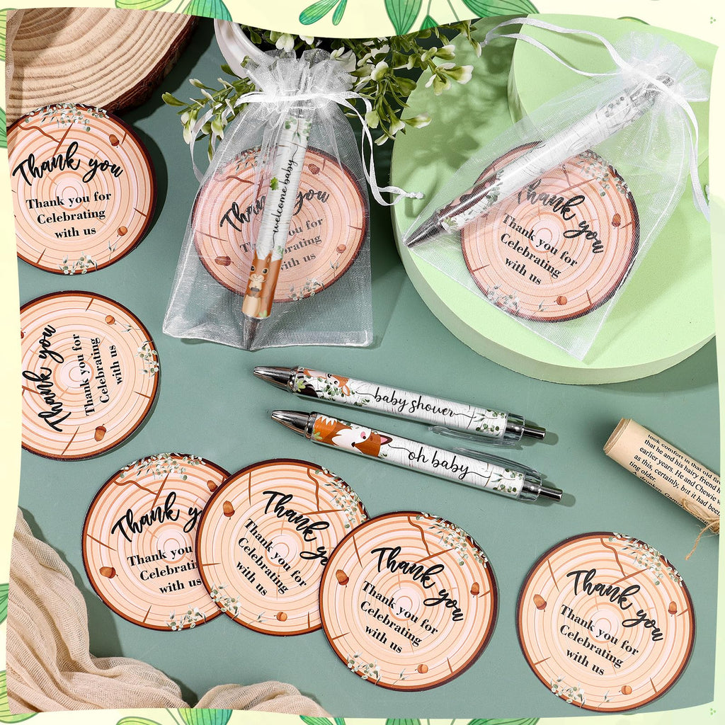 40 Sets Baby Shower Favors Gifts for Guests Include 40 Wild Animal Ballpoint Pens 40 Thank You Greeting Cards 40 Organza Bags Jungle Animal Baby Shower Party Favors Gender Reveal Souvenirs Prizes