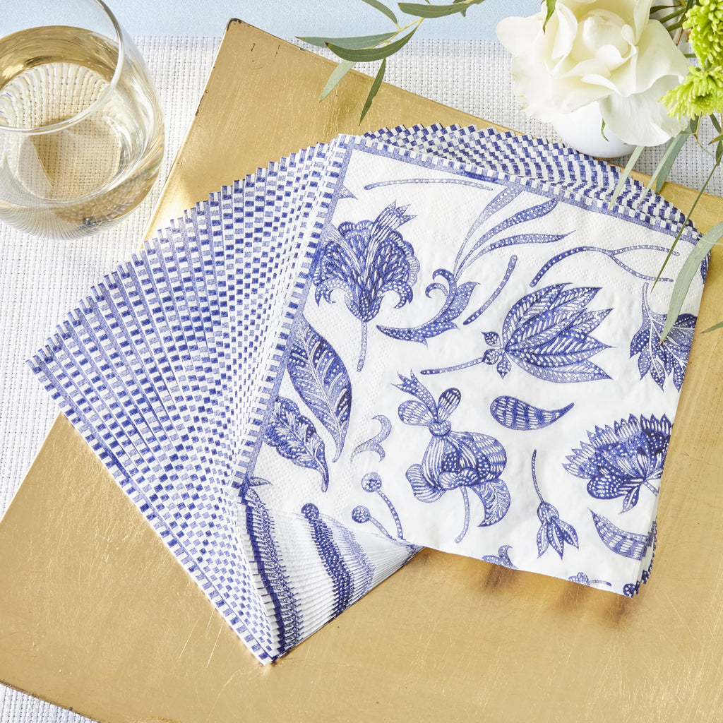 Kate Aspen Blue Willow 62pc Paper Plates Napkins, 16pcs 7 inch & 16pcs 9 inch Heavy Duty Disposable Party Plates, 30pcs 6.5 inch Durable Paper Napkins for Birthday, Baby Shower, Wedding Party
