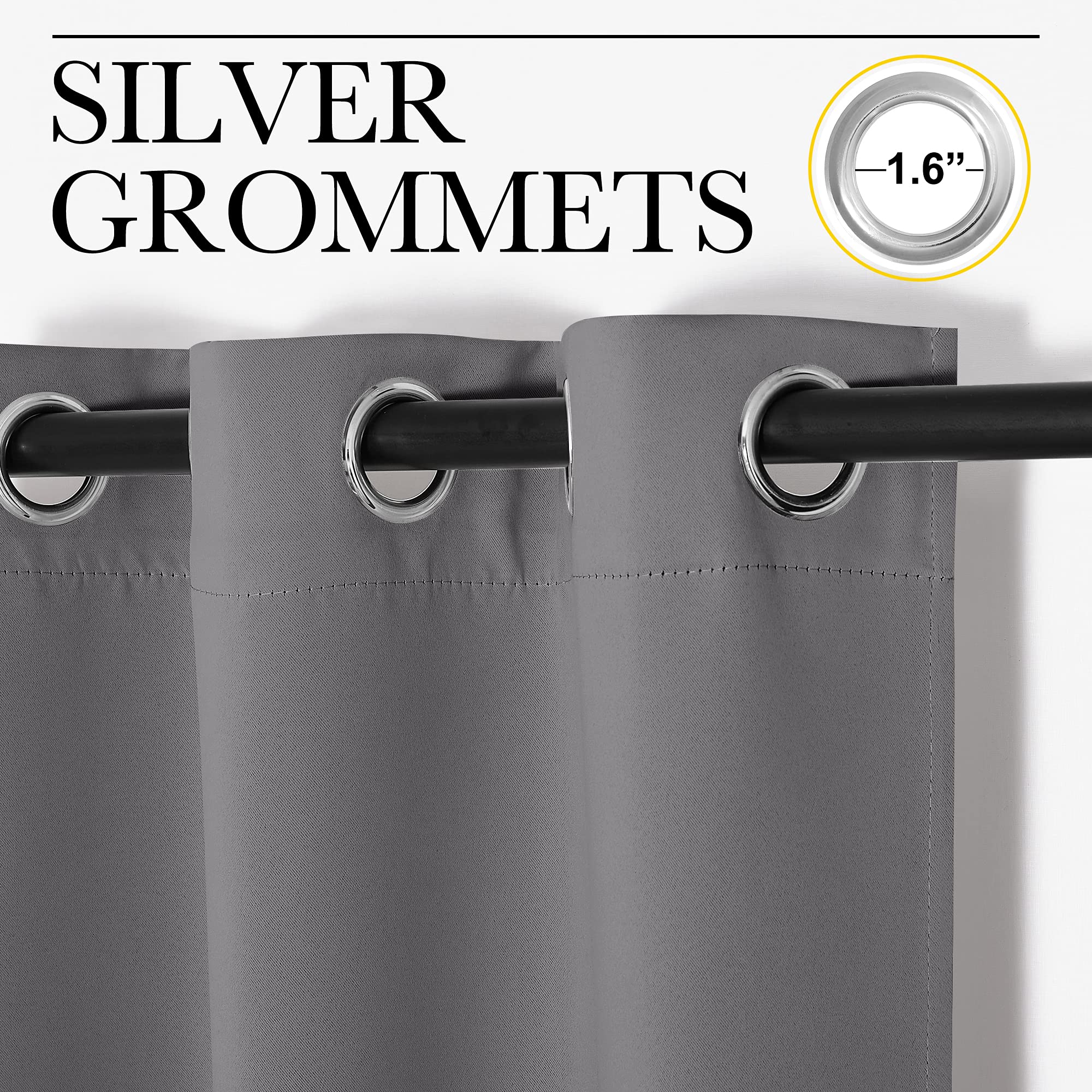 NICETOWN Blackout Curtains 2 Panels for Bedroom- Thermal Insulated Grommet Blackout Curtains 63 Inches Long for Living Room/Kitchen Rideaux occultants (2 Panels, W42 x L63 -Inch,Grey)