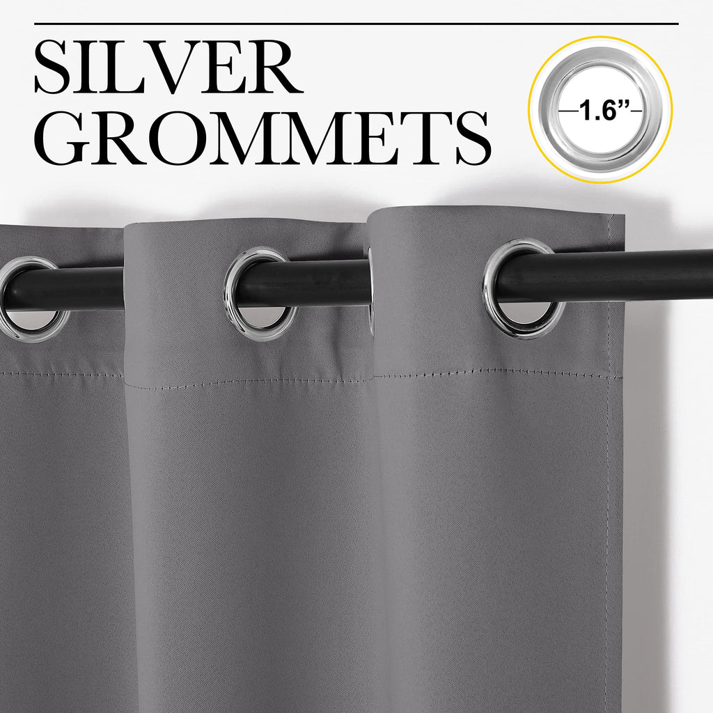 NICETOWN Blackout Curtains 84 Inches Long, Room Darkening Thermal Insulated Soli Grommet Curtains 2 Panels for Bedroom Living Room Windows (42 x 84 Inch, Grey, 2 Panels)