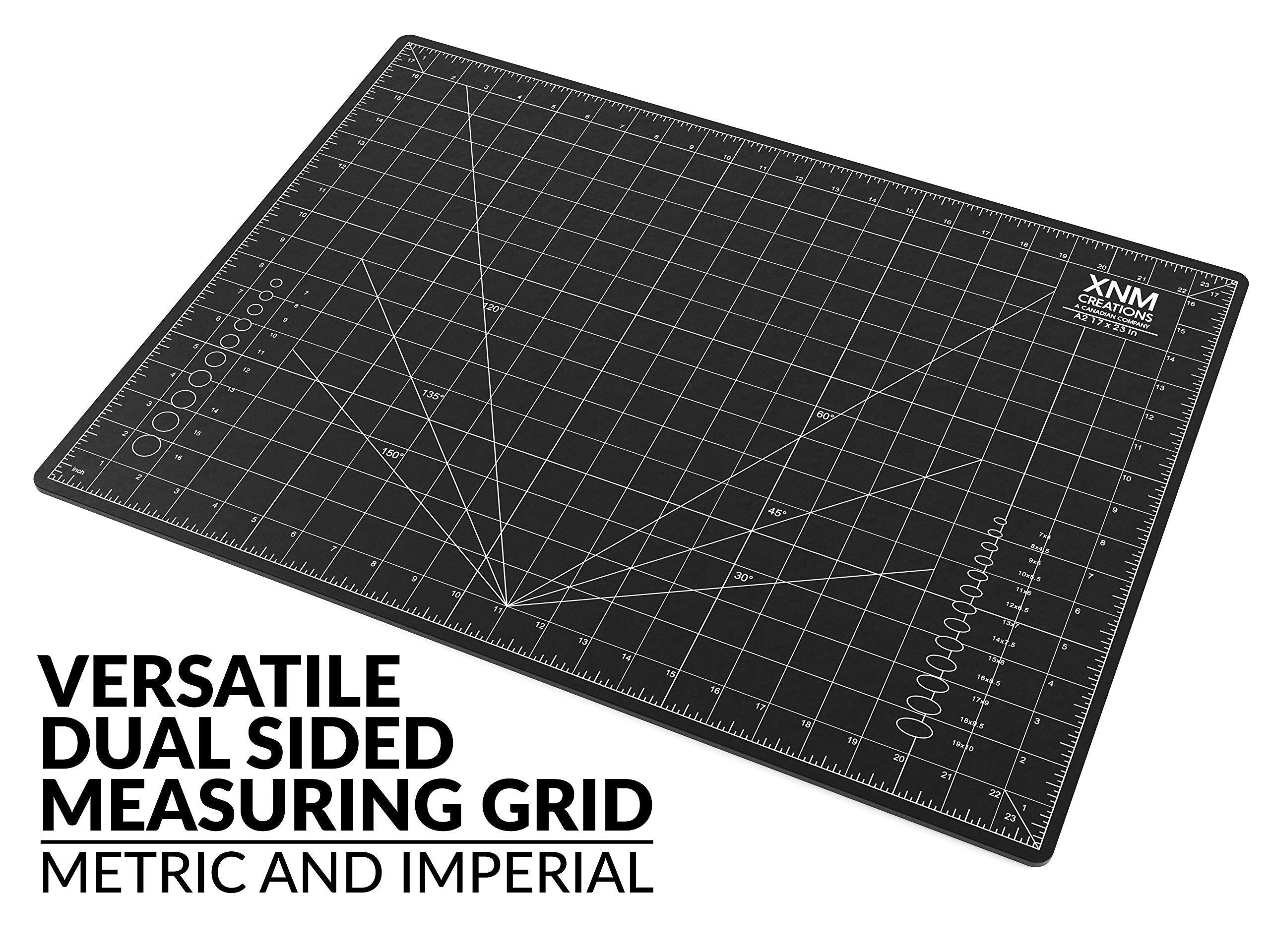 XNM Premium Self Healing Cutting Mat - 18 Inches by 24 inches - A2-3 Layer Quality PVC Construction - Dual Sided, Imperial and Metric Grid Lines - Perfect for Cutting, Sewing, and Crafts
