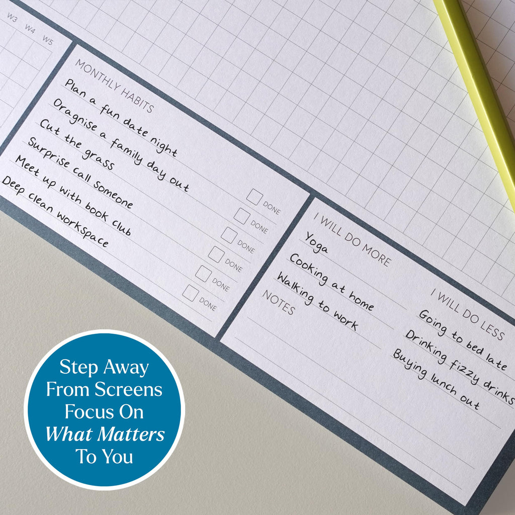 Habit Tracker Hero Desk Pad by Clear Mind Concepts® - A4 Landscape Habit Planner, 24 Undated Monthly Tear-Off Sheets, 160gsm No-Bleed Paper - Track Daily, Weekly & Monthly Routines
