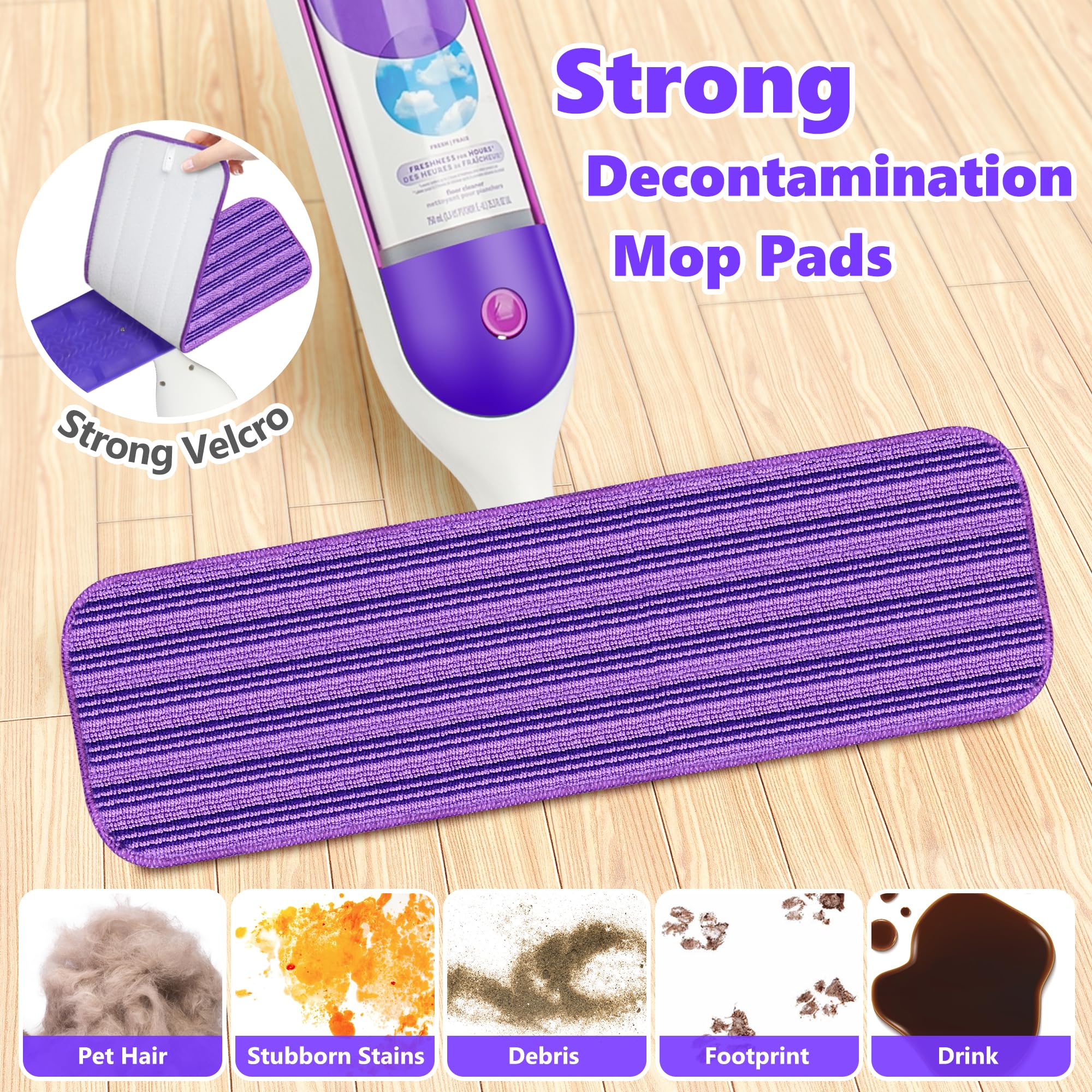 Reusable Mop Pads Compatible with Swiffer PowerMop, Microfiber Mop Pads Refills Mop Heads Replacement for Swiffer Mop Spray Mop Floor Mop, Washable Reusable Floor Mopping Refills, 6 Pack