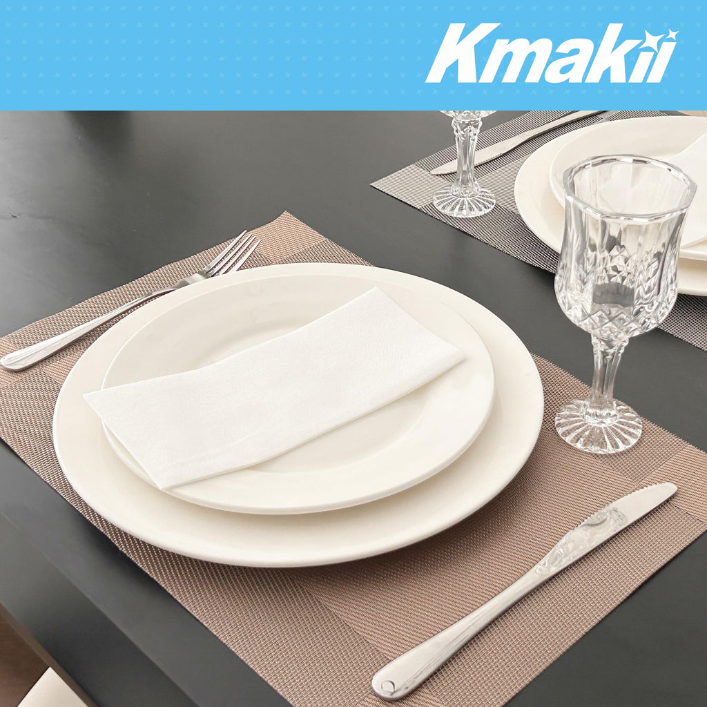 KMAKII [100 Pack] Disposable Cloth Like Napkins Linen-Feel Guest Towels White Paper Hand Towels Hand Napkins for Bathroom,Weddings, Parties,Dinners Size 12 X 17 Inches