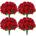 Der Rose 6 Pack Red Artificial Flowers Geraniums for Outdoors Fake Outdoor Flowers UV Resistant for Window Box Porch Patio Garden Decor