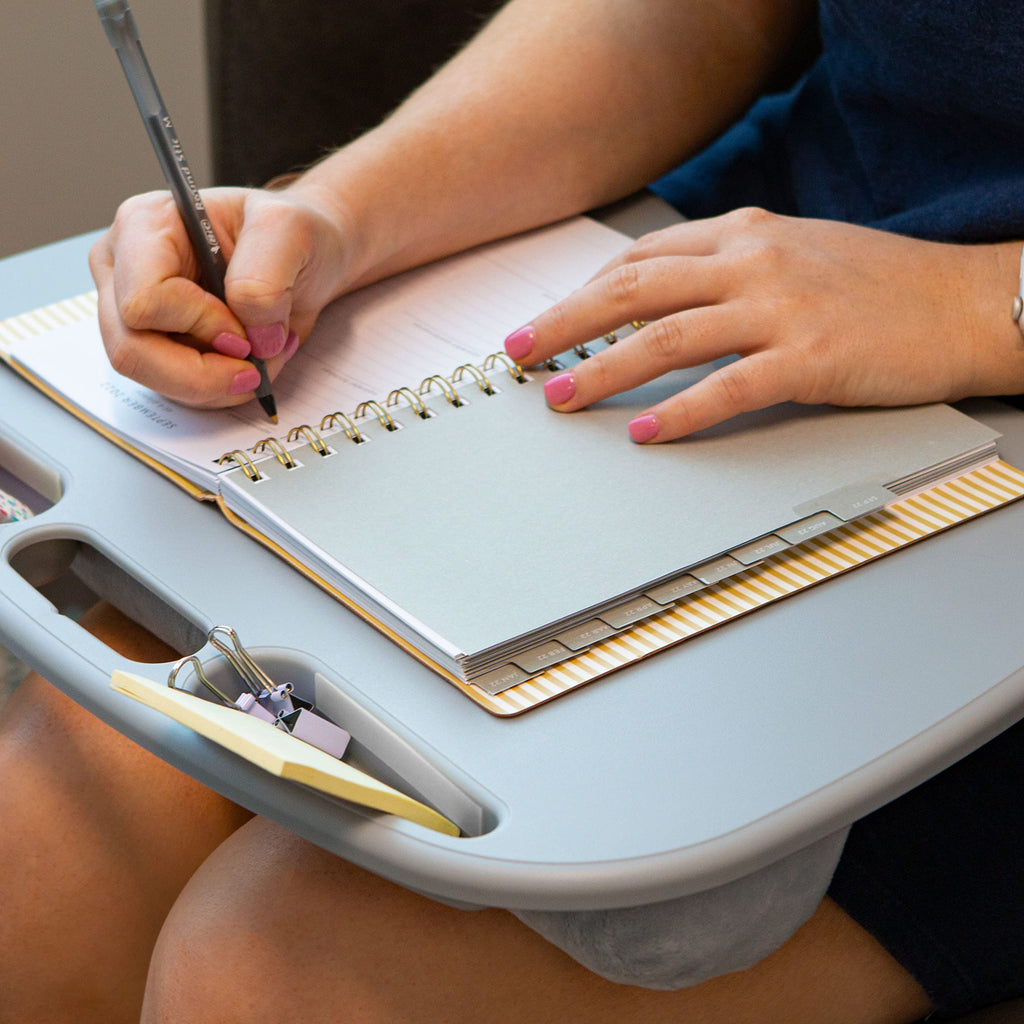 LapGear MyDesk Lap Desk with Device Ledge and Phone Holder - Cool Gray - Fits up to 15.6 Inch Laptops - Style No. 44435