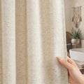 Linen Shower Curtain Beige 72x72 Inches, Rustic Farmhouse Fabric Shower Curtain Waterproof for Bathroom with Hooks Heavy Duty (Natural)