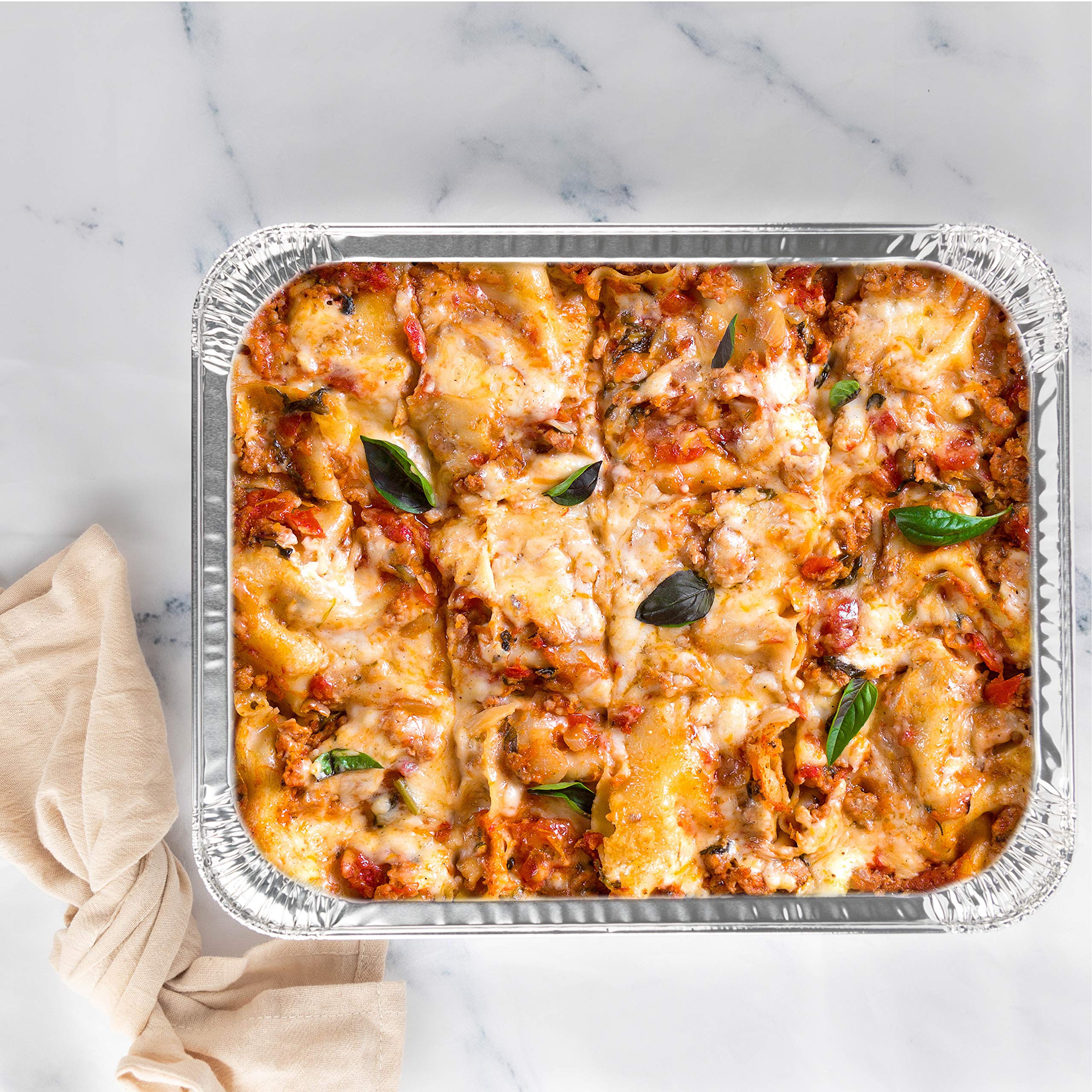 PLASTICPRO Disposable 9 x 13 Aluminum Foil Pans Half Size Deep Steam Table Bakeware - Cookware Perfect for Baking Cakes, Bread, Meatloaf, Lasagna Pack of 10