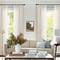 Natural Pinch Pleated Linen Curtains 96 Inches Long for Living Room Pleat Drapes Hooks Rings Back Tab Neutral Cream Ivory Semi Sheer Pleated Curtain 96 Inch Length for Bedroom Dining Office 1 Panel