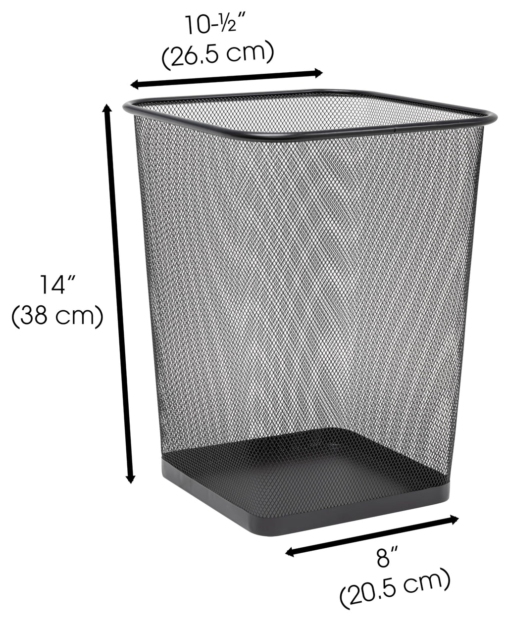 Winnable Metal Mesh Square Wastebasket, 25 L/6.6 Gal, Black