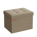 SONGMICS Small Folding Storage Ottoman, Foot Rest Stool, 31 x 41 x 31 cm, 286 kg Load Capacity, for Living Room, Bedroom, Home Office, Dorm, Light Taupe ULSF102K01