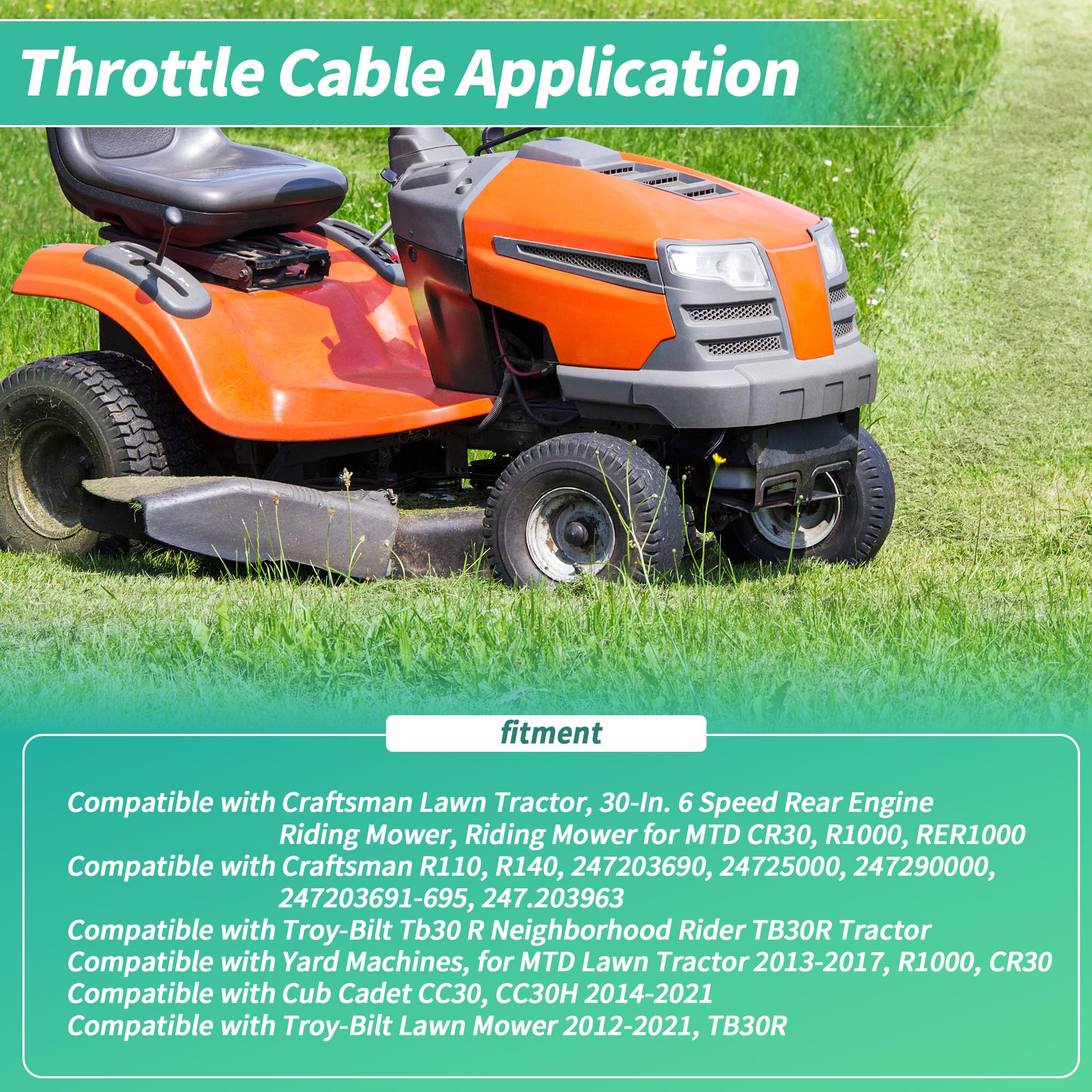 PARSLUCK No.946-04829A Throttle Cable for Craftsman for Cub Cadet for Troy Bilt for Yard Machines for MTD Mowers Replace 746-04829A Lawn Mower Throttle Cable