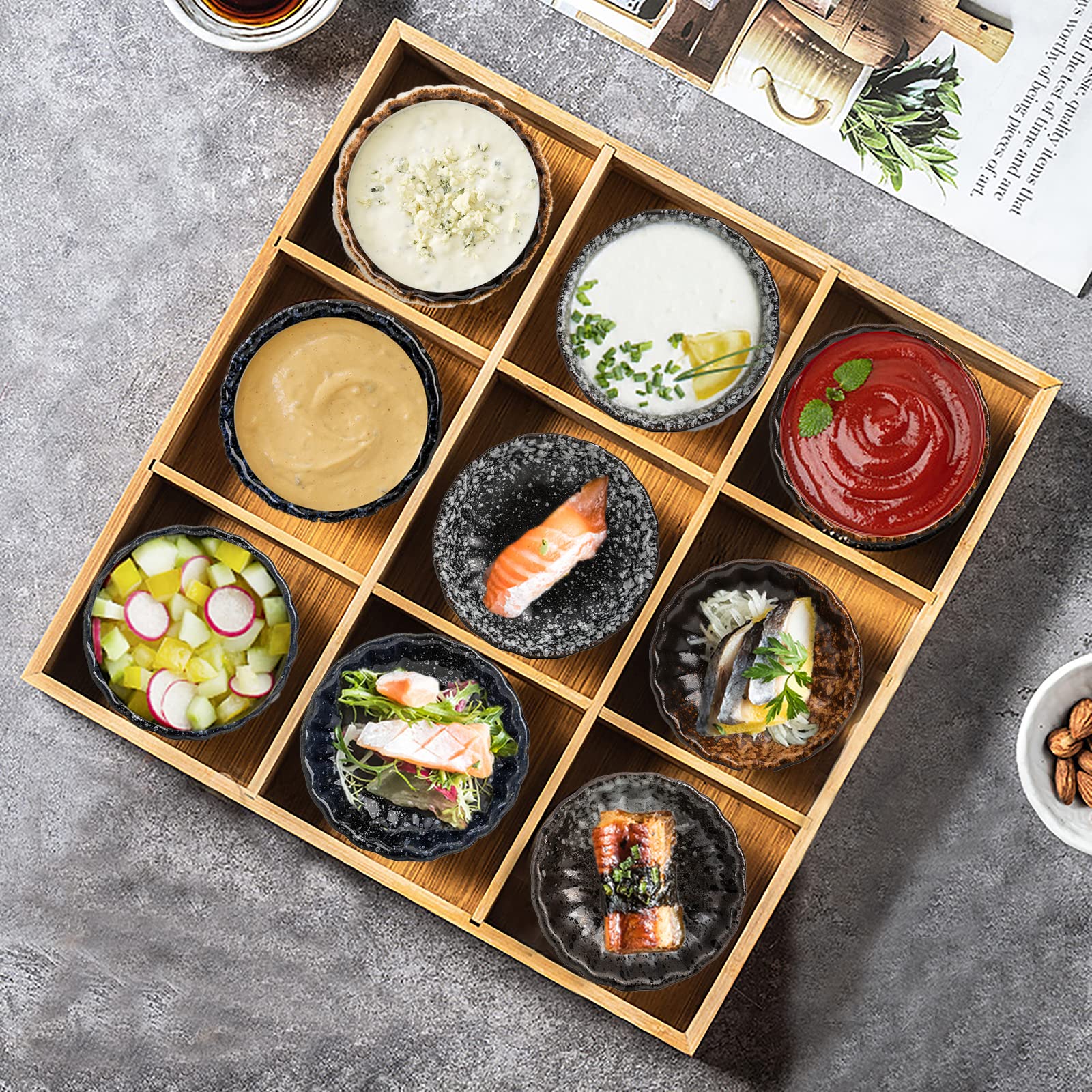Nicunom 12 Pack Soy Sauce Dishes, 2.8 Inch Ceramic Dipping Bowls Set, Side Dishes Japanese Style Pinch Bowls Seasoning Dishes for Ketchup, BBQ, Sushi, Soy