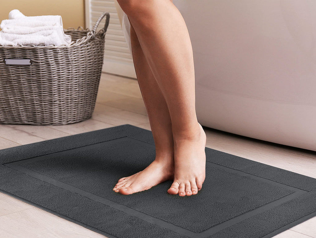 Utopia Towels Cotton Banded Bath Mats, 2 Pack, Not a Bathroom Rug, 21 by 34 Inches, 100% Ring Spun Cotton, Highly Absorbent Shower Bathroom Floor Towel, Grey