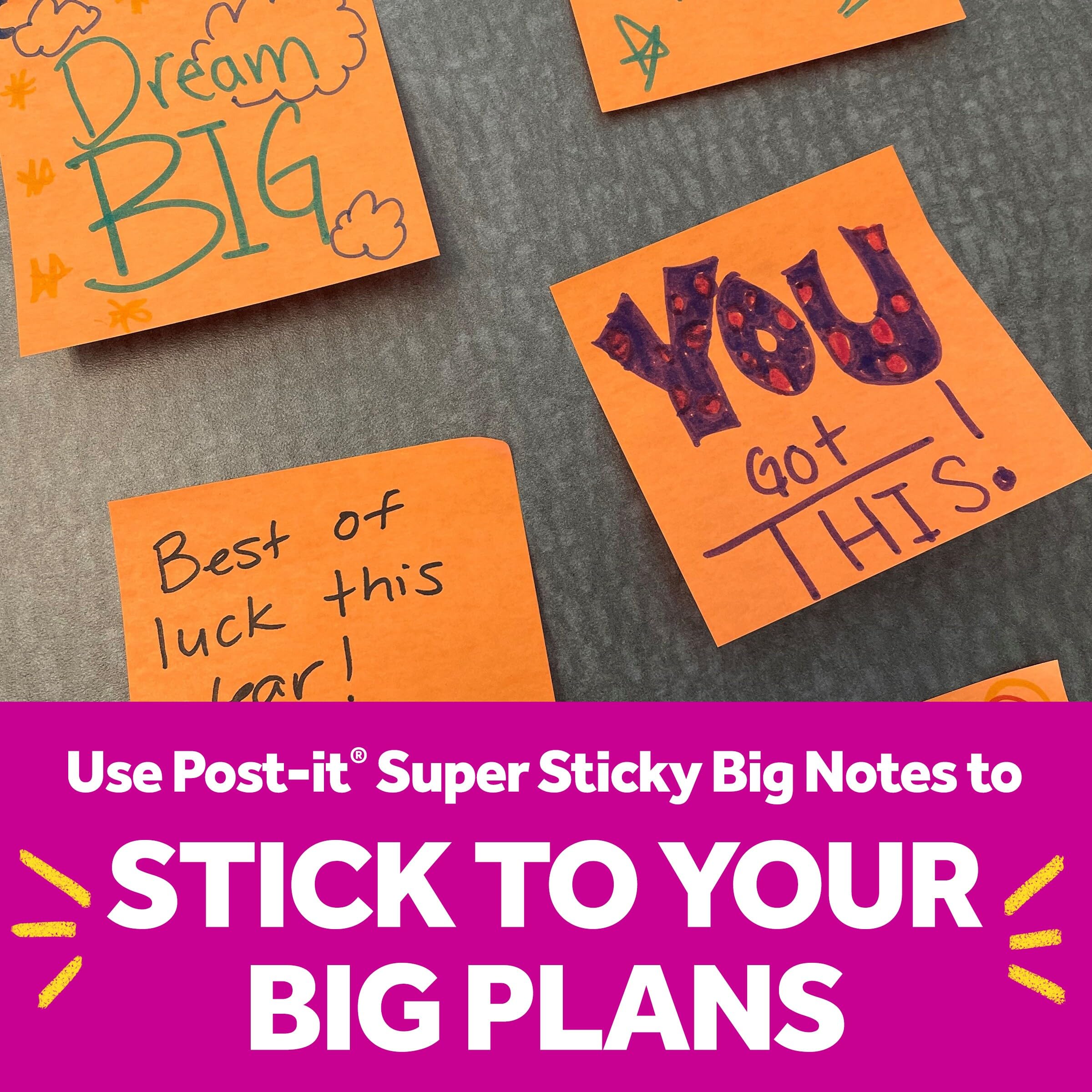 Post-it Super Sticky Big Notes, 8 in. x 8 in., Extra Large Sticky Notes in Fresh Mint, 2 Pads, 60 Sheets Total, Great for Vision Boards, Creative Projects, Study Spaces, Group Brainstorming, and More