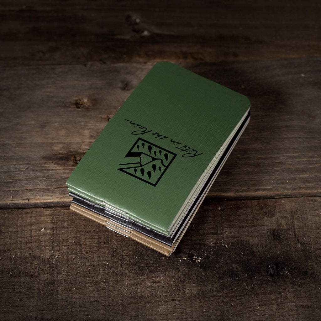 Rite in the Rain Weatherproof On The Go Wallet Notebook, 2" x 3.375", 2 Each Tan, Green, Black Cover, Blank Pages, 6 Pack (No. OTG-TACL)