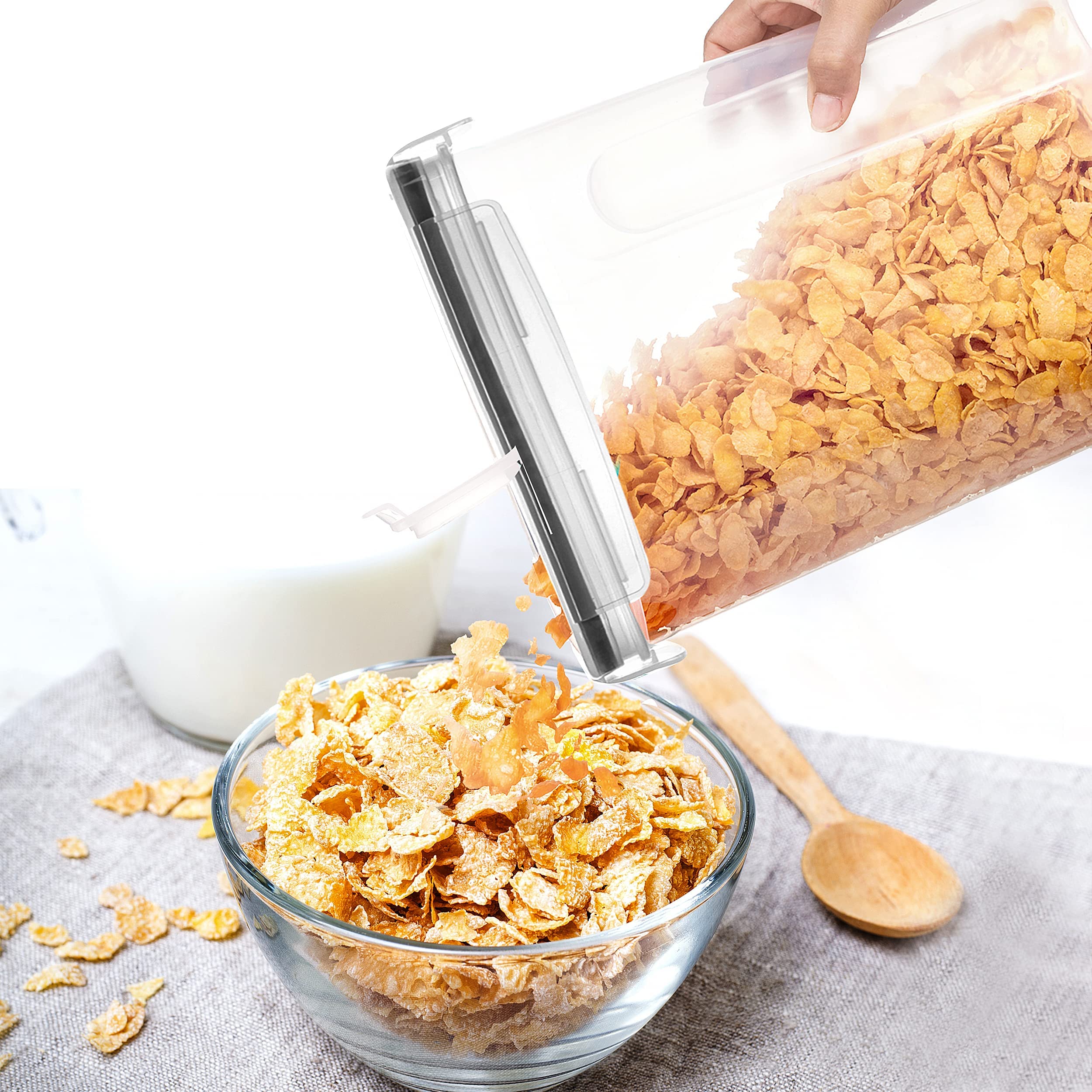 KICHLY Pack of 4 Cereal Containers Storage - Cereal Dispenser & Food Storage Containers for Pantry Organization and Storage -Food Dispensers for Kitchen Counter and Cookie Jars