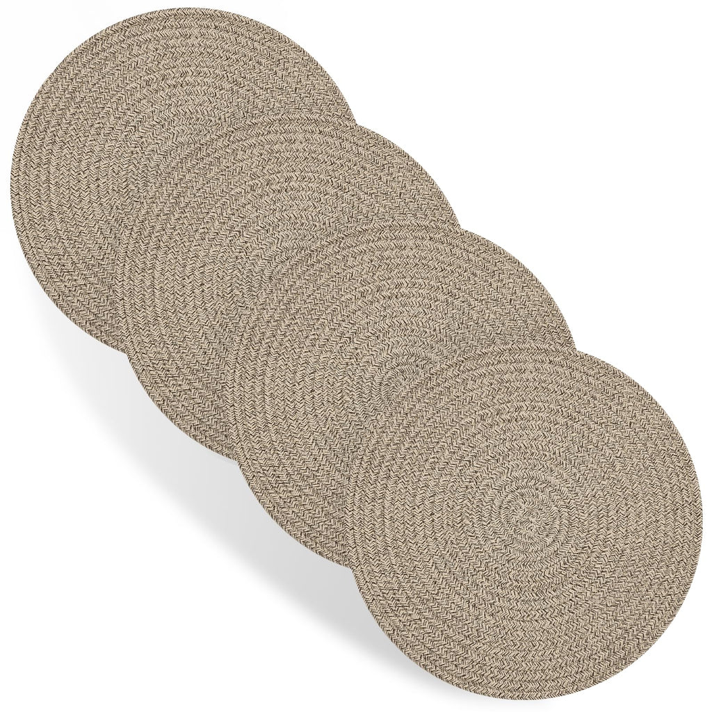 Round Placemats Set of 4, Cotton Rope Thick Place Mats, Heat Resistant Woven Table Mats, Hot Pads for Kitchen, 13 Inches Braided Placemat for Farmhouse and Kitchen Table Decor (Brown)