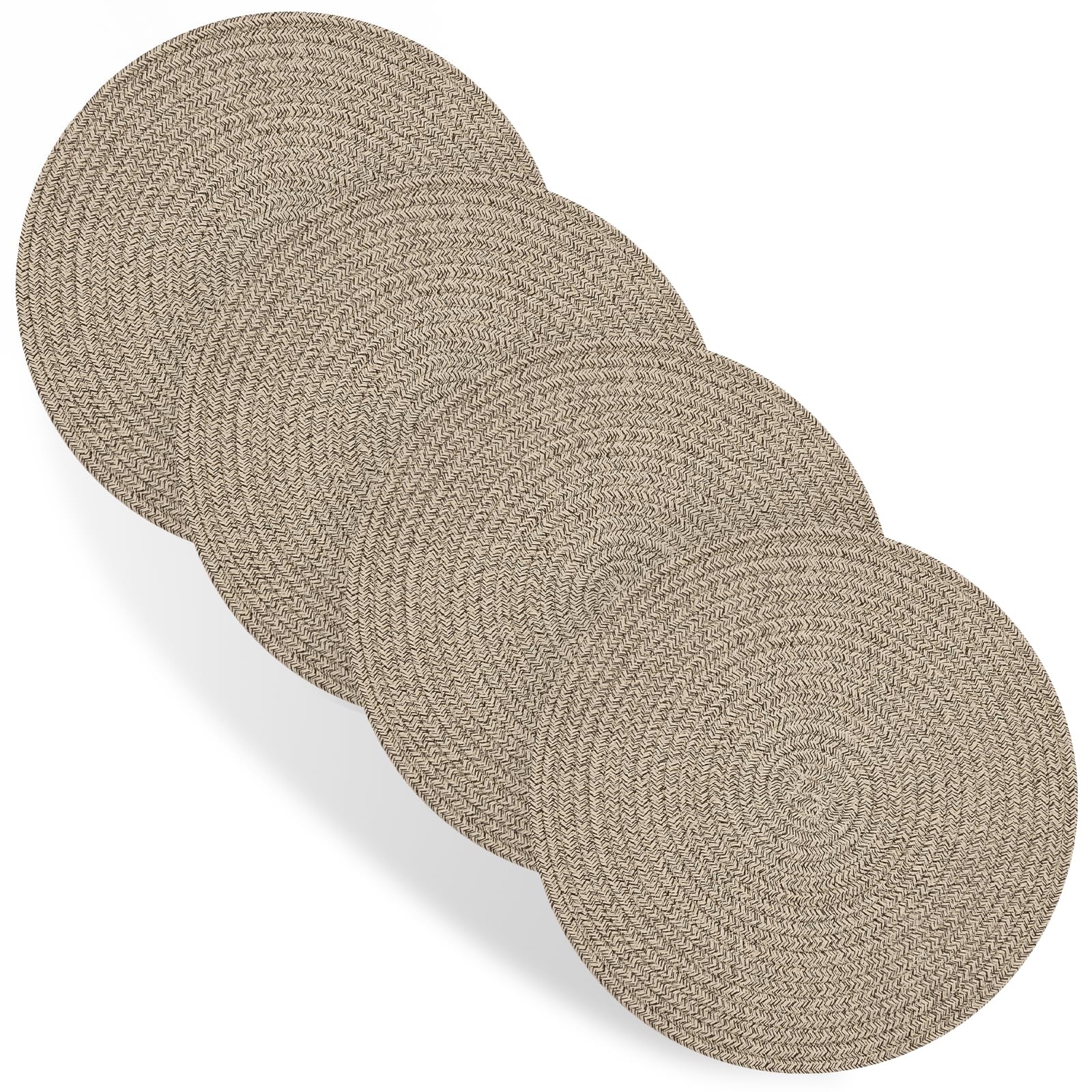 Round Placemats Set of 4, Cotton Rope Thick Place Mats, Heat Resistant Woven Table Mats, Hot Pads for Kitchen, 13 Inches Braided Placemat for Farmhouse and Kitchen Table Decor (Brown)