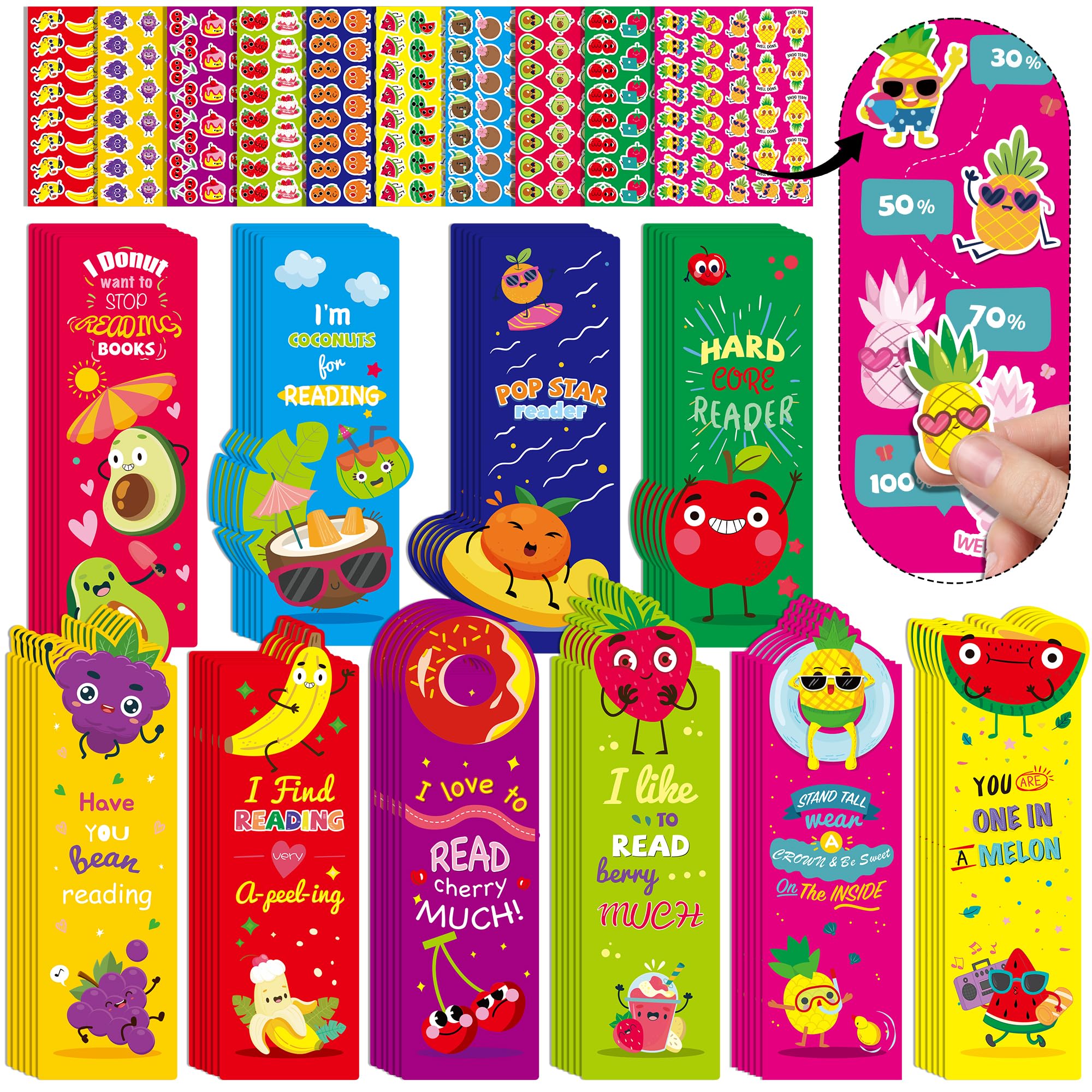 60PCS Scented Bookmarks Bulk for Kids, Scratch and Sniff Bookmarks Rewards, Scented Smelly Cute Fruit Theme Sayings Assorted Educational Gifts for Students Teachers Classroom,10 Styles