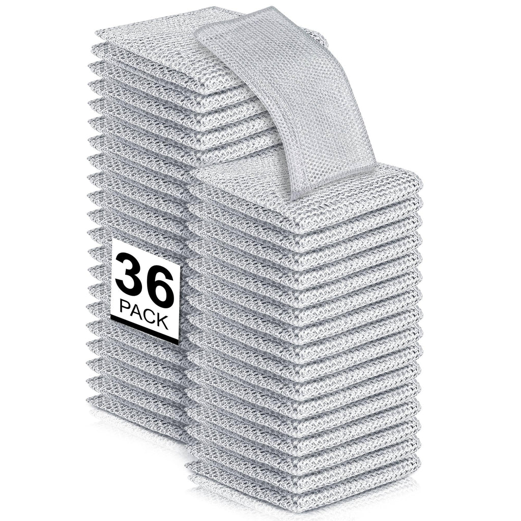 36 Pcs Cleaning Cloths for Wet & Dry, 20 x 20cm Non Scratch Steel Wire Dishwashing Rag, Double Sided Mesh Metal Dish Cloth, Multipurpose Wire Miracle Cleaning Cloths for Kitchen, Cookware, Dishes