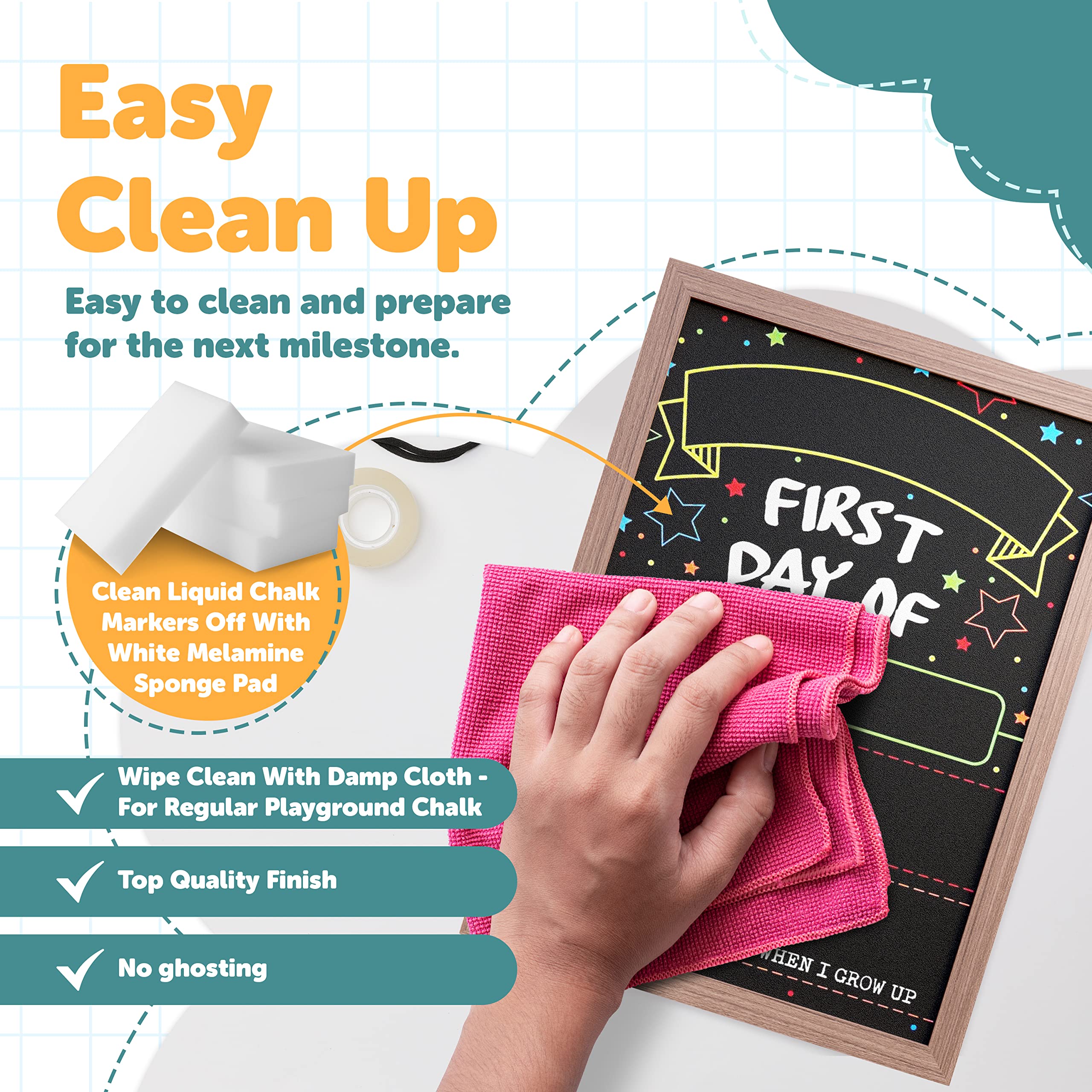 First Day Last Day of School Chalkboard Double Sided Sign with Frame - 14" x 10"