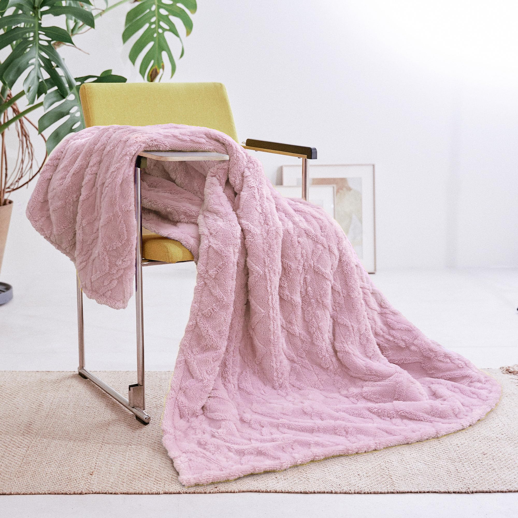 Aheadpret Heated Blanket-Electric Blanket 50"x60" Soft Heated Throw Blanket with 5 Heating Levels & 3 Hours auto-Off,Machine Washable (Pink