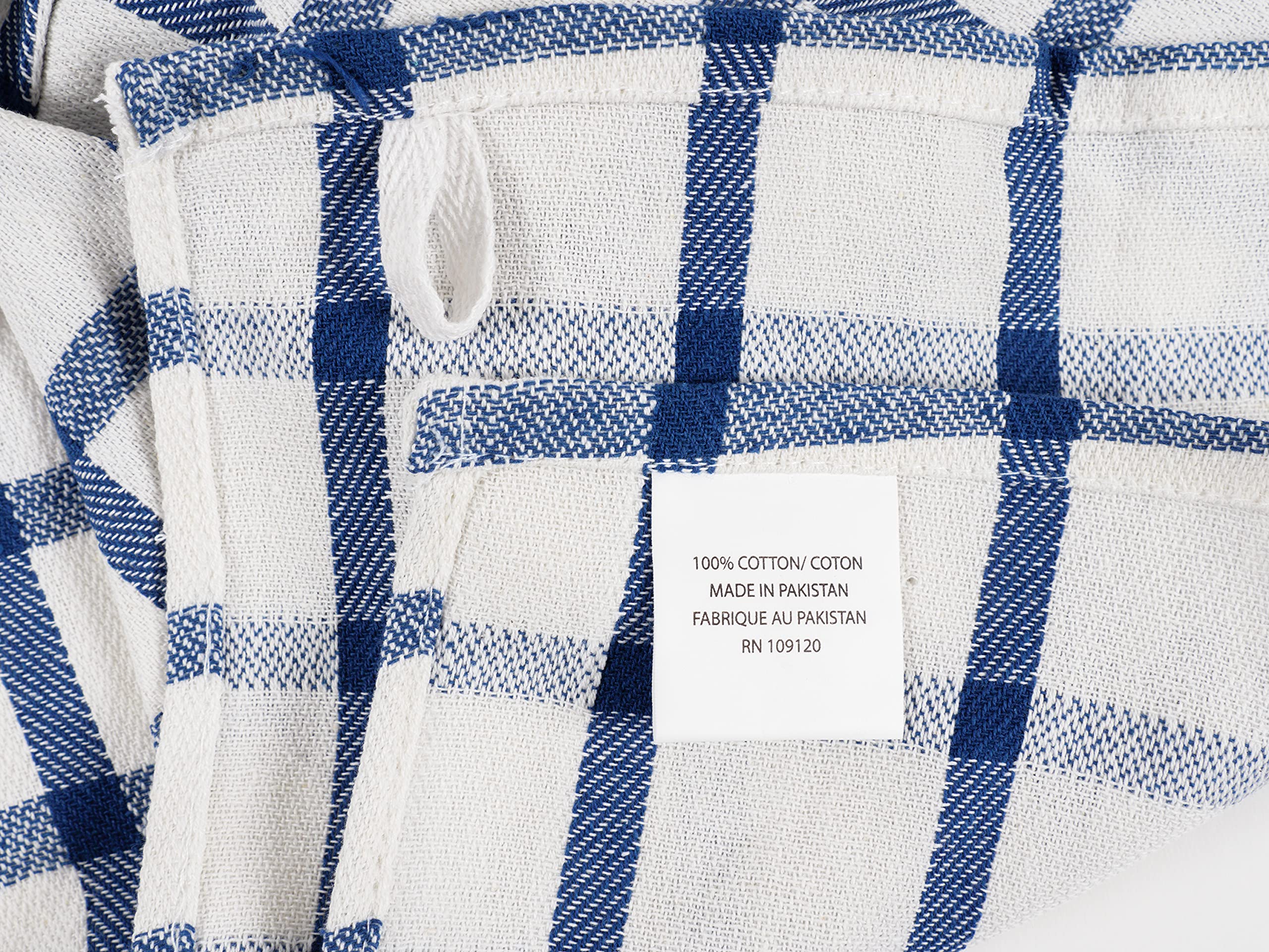 Kitchen Towels Set Of 10 - 18 x 28 Inches Assorted Cloth Dish and Tea Towels - Absorbent & Durable Cotton Towels For Cooking, Hand Drying & Cleaning Dishes (Navy)