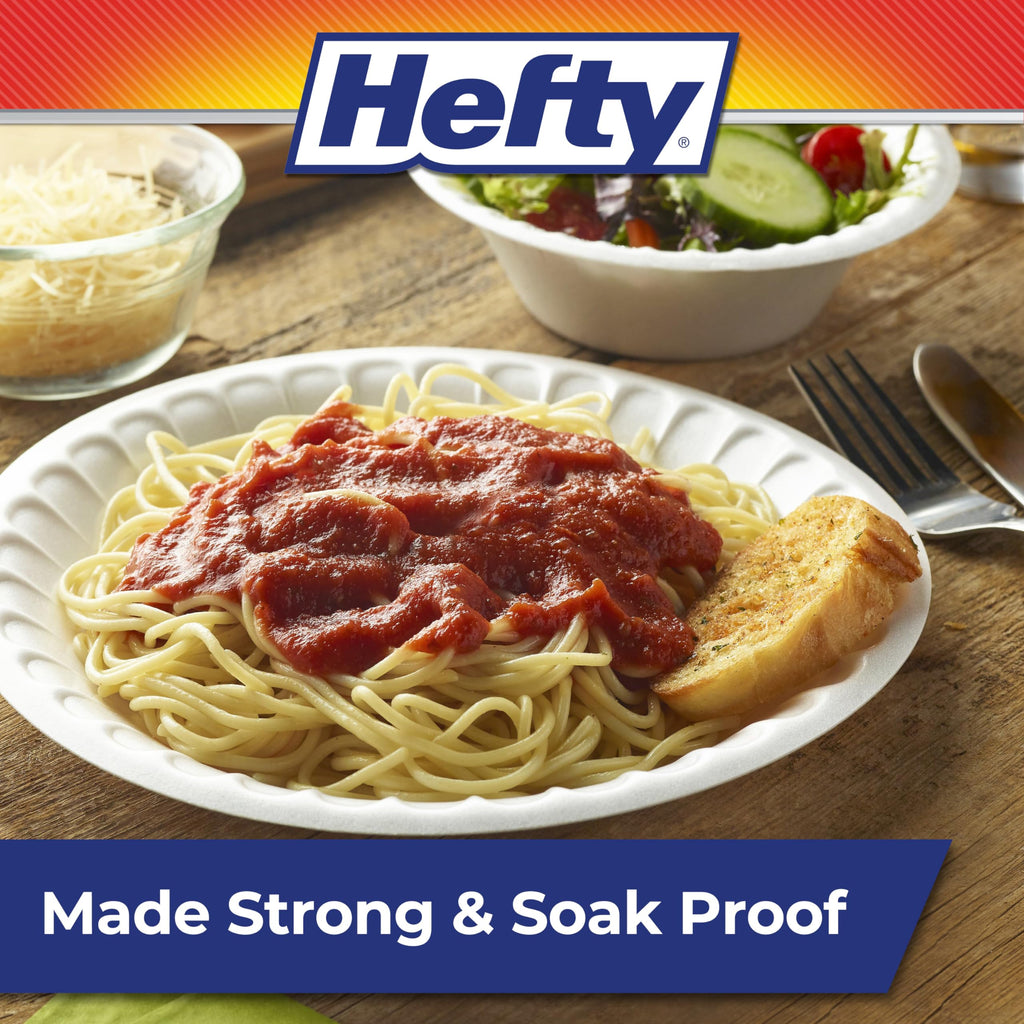Hefty Everyday Soak-Proof Foam Plates, White, 8.875 Inch, 100 Count