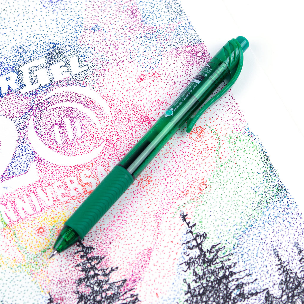 Pentel EnerGel X Retractable Liquid Gel Rollerball Pen, Everyday Use, Office Supplies, School Supplies, 0.7mm Medium Point, Green Ink, BL107-D, Box Of 12