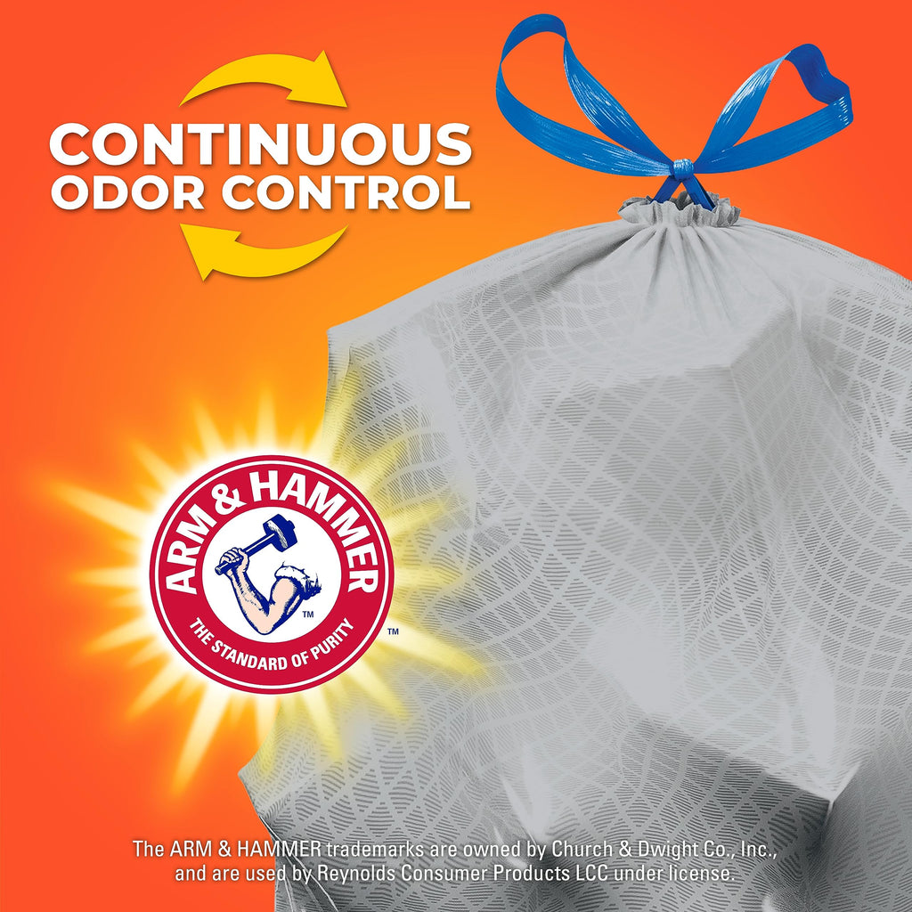 Hefty Ultra Strong Renew Tall Kitchen Trash Bags, White, Clean Burst Scent, 13 Gallon, 80 Count