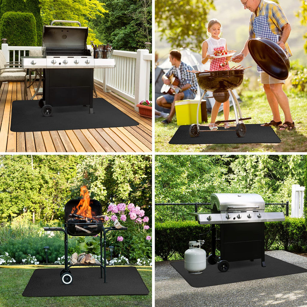 Fire Pit Mat, 36 x 48 inches Under Grill Deck Patio Protect Pad, 3 Layers Heat Resistant Grill Mat, Fire Pit Pad for Patio Grass BBQ, Oil-Proof Waterproof Protector