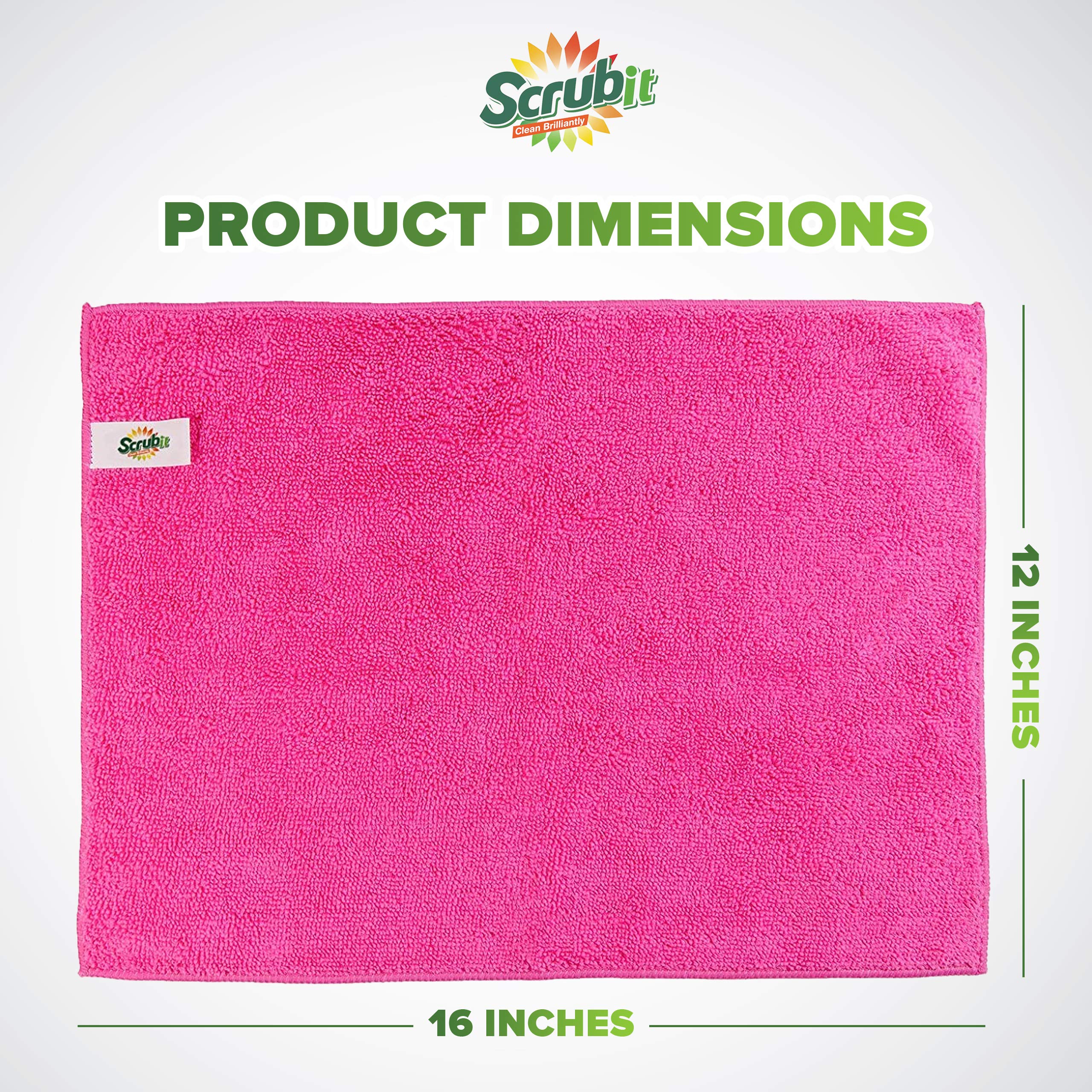 SCRUBIT 24 Pack Microfiber Cleaning Cloth Lint Free and Streak Free Towels for House, Cars, Kitchen and Screens - Super Absorbent and Soft Wash Cloths (12 x 16)