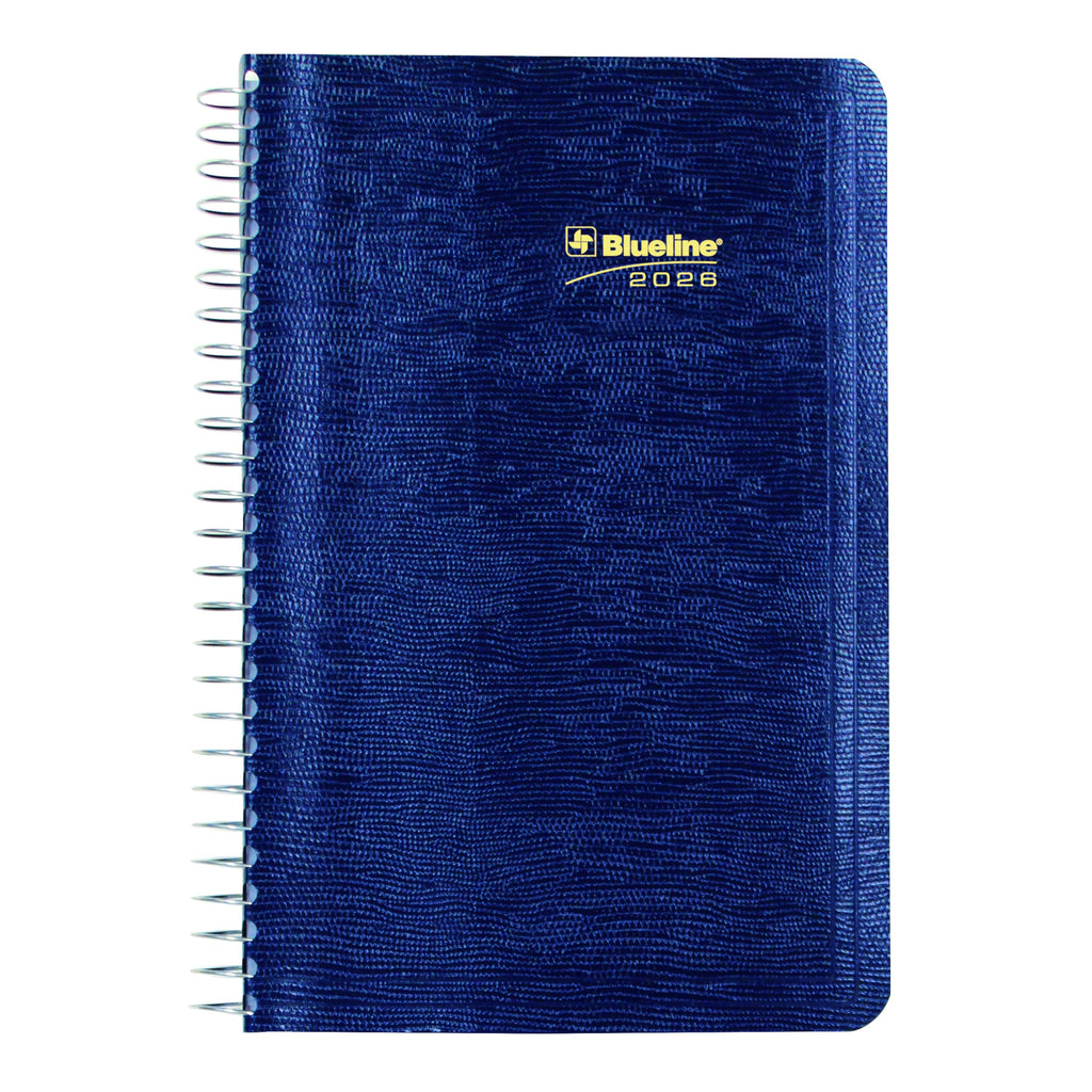 Blueline® 2026 Essential Daily Planner, Appointment Book, 12 Months, January to December, Spiral Binding, 8" x 5", Blue, Bilingual (C1504.82BT-26)