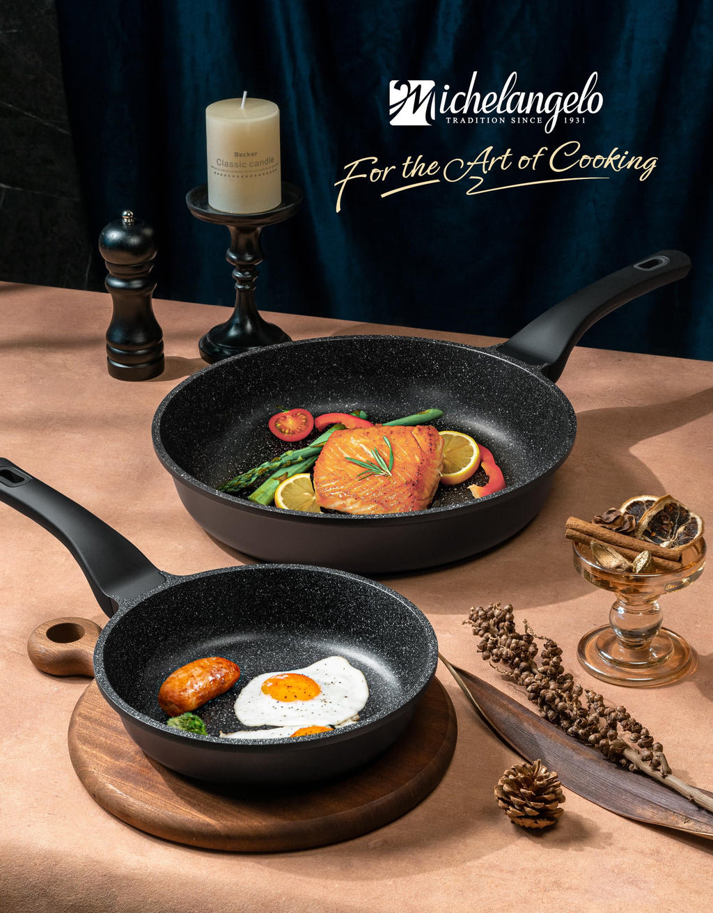 MICHELANGELO Frying Pans Nonstick - Large Non Stick Frying Pan 12 Inch | Ease of Cleaning, All Stovetops Compatible, Built to Last, Stay-Cool Handle