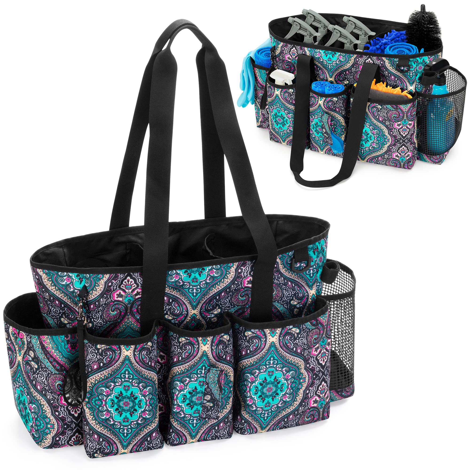 LoDrid Tote Cleaning Caddy with Dividers for Cleaning Supplies, Cleaning Bag Organizer with Handle Strap for Cleaning Work, Totem, (Bag Only)