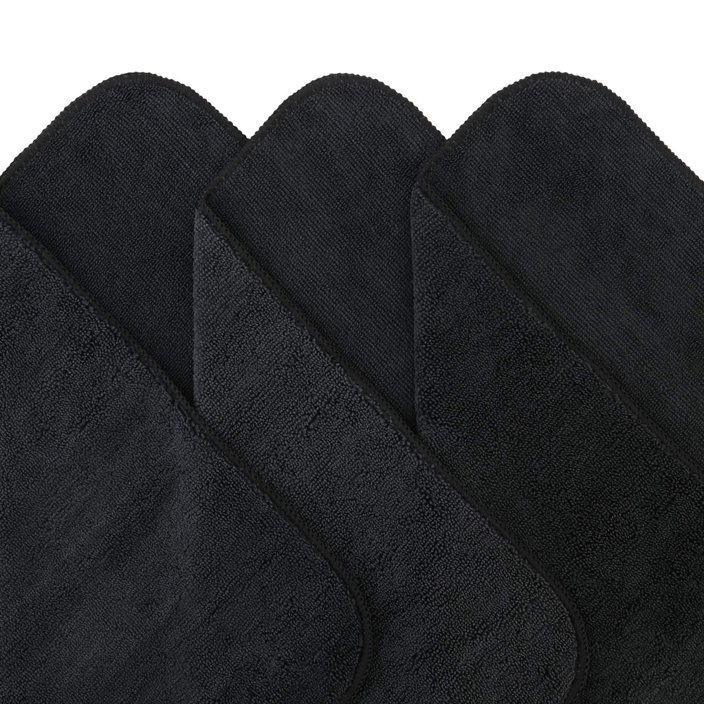 Polyte Premium Microfiber Cleaning Towel,16 x 16 in, 12 Pack (Black)