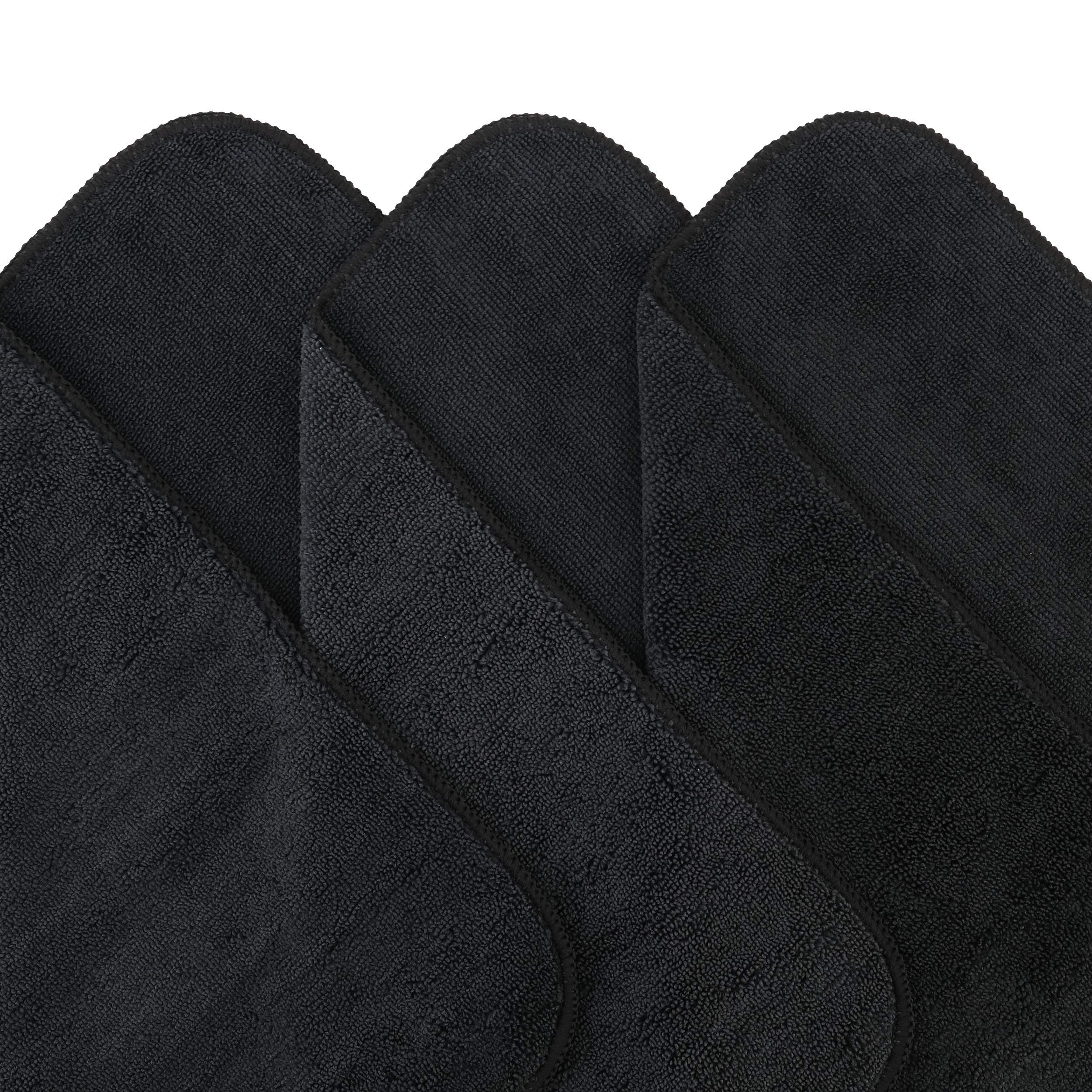 Polyte Premium Microfiber Cleaning Towel,16 x 16 in, 12 Pack (Black)