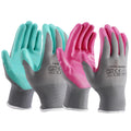 HAUSHOF 6 Pairs Garden Gloves for Women, Nitrile Coated Working Gloves, for Gardening, Restoration Work, Pink & Green, M