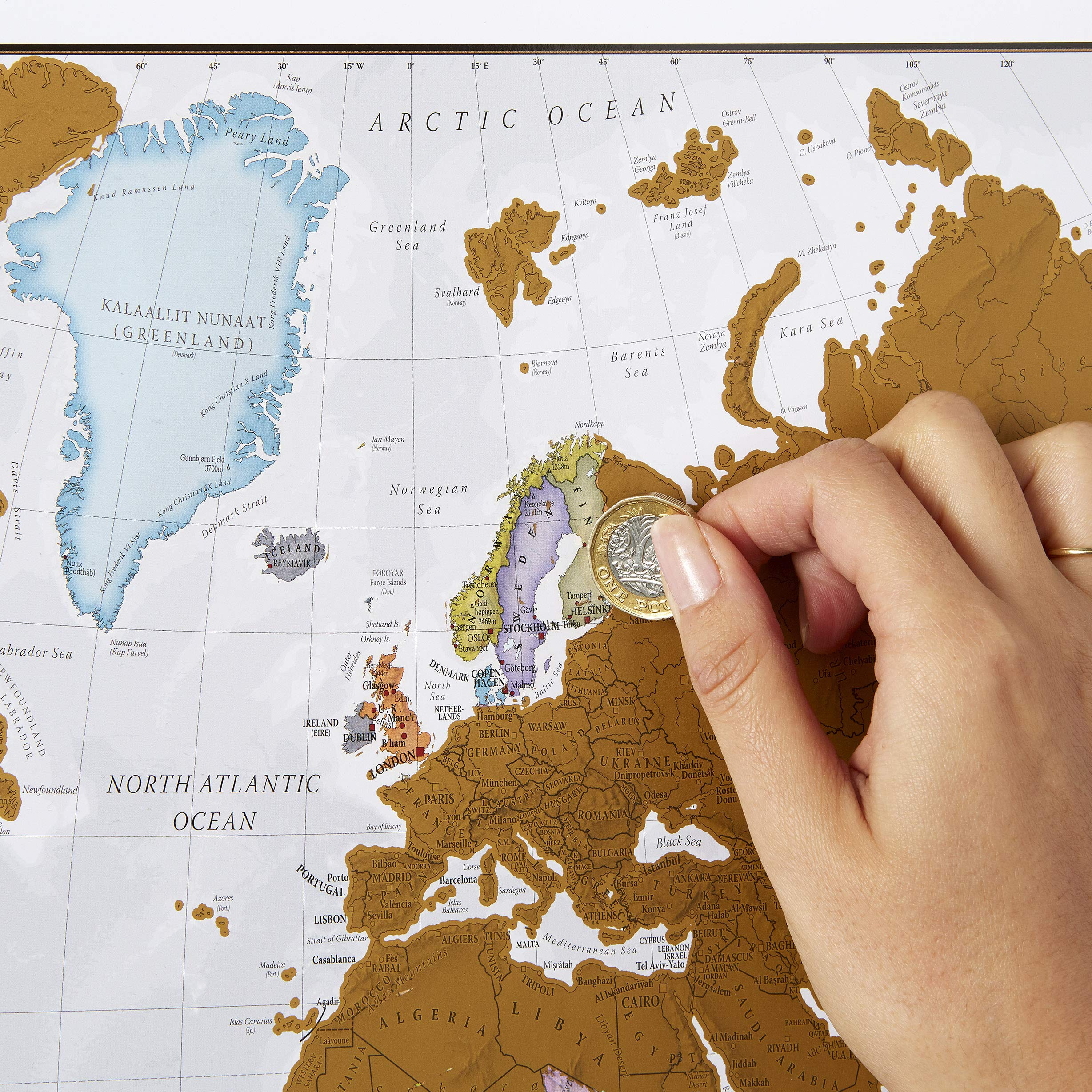 Scratch Off Map of The World Poster - Travel Gift + Bonus Canada Scratch Poster - Maps International - 50 Years of Map Making - Cartographic Detail Featuring Country & State Borders
