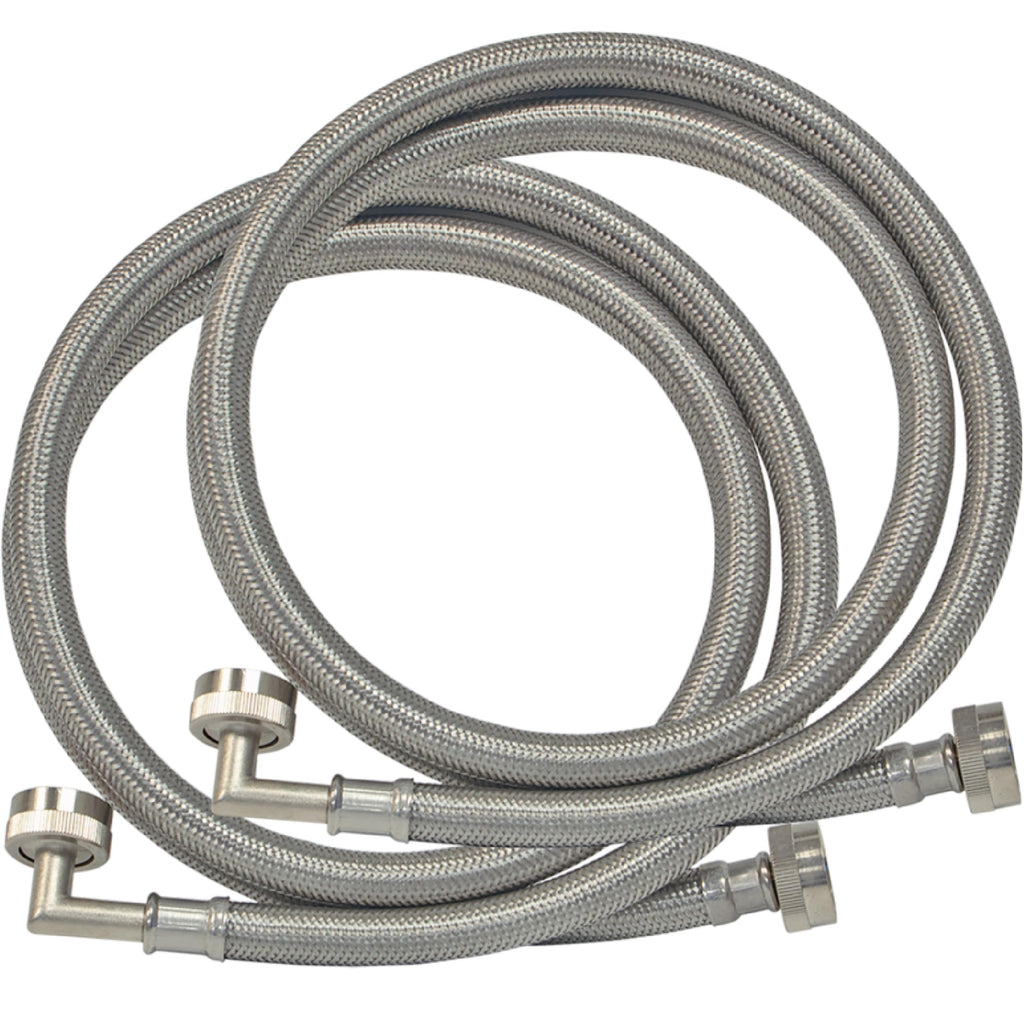 Eastman 41066 Stainless Steel Washing Machine Hose with 90 Degree Elbow, 3/4" X 3/4", 1 Pair