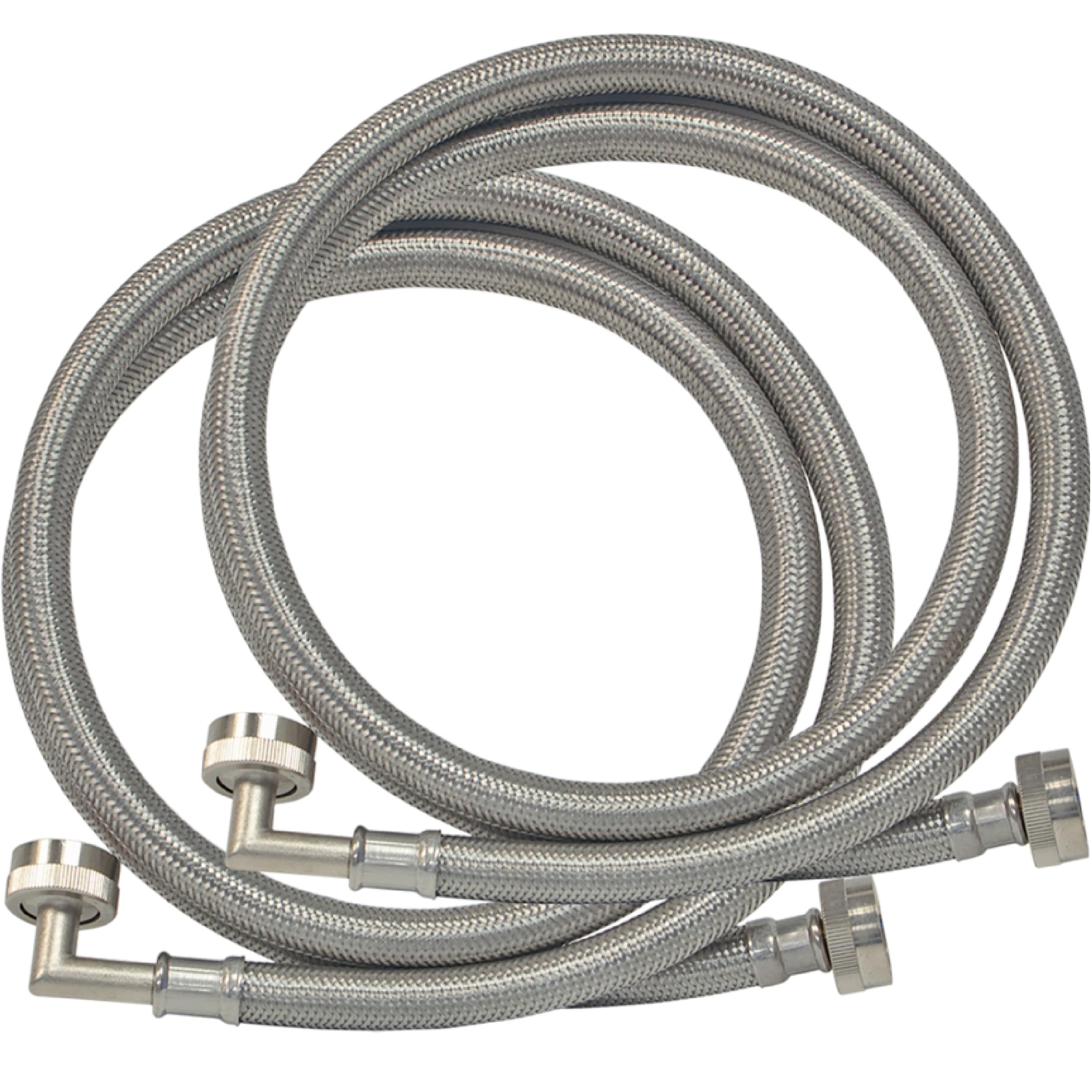 Eastman 41066 Stainless Steel Washing Machine Hose with 90 Degree Elbow, 3/4" X 3/4", 1 Pair