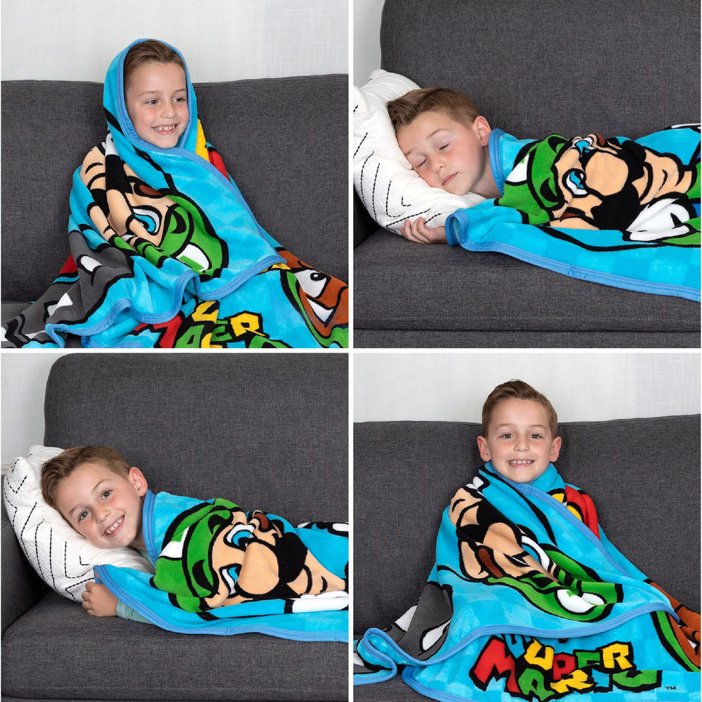 Nintendo Super Mario Kids Bedding Super Soft Micro Raschel Throw, 46 in x 60 in, by Franco (Packaging may vary)